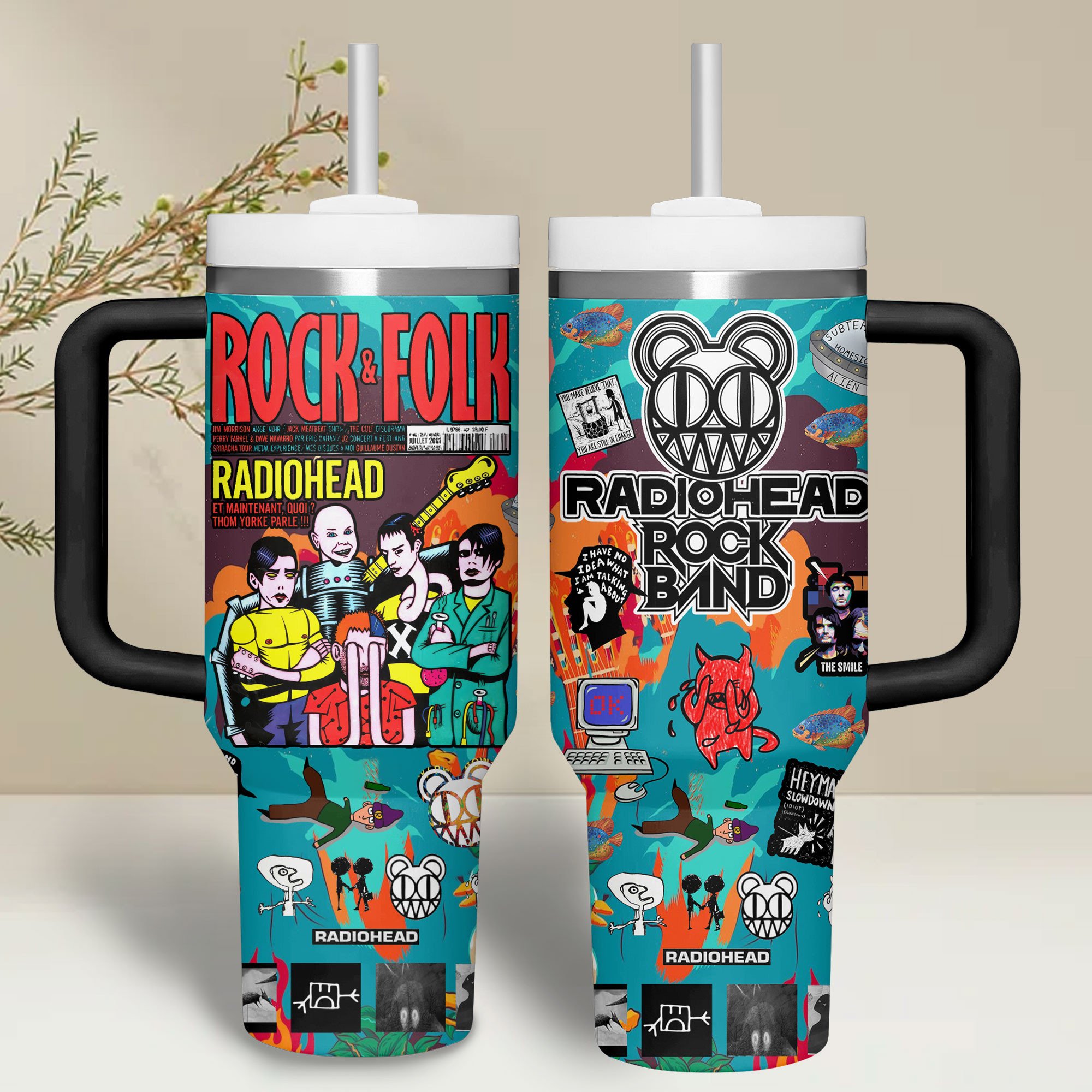 Radiohead Music Custom Stanley Cup 40 oz 30 oz Tumbler With Handle