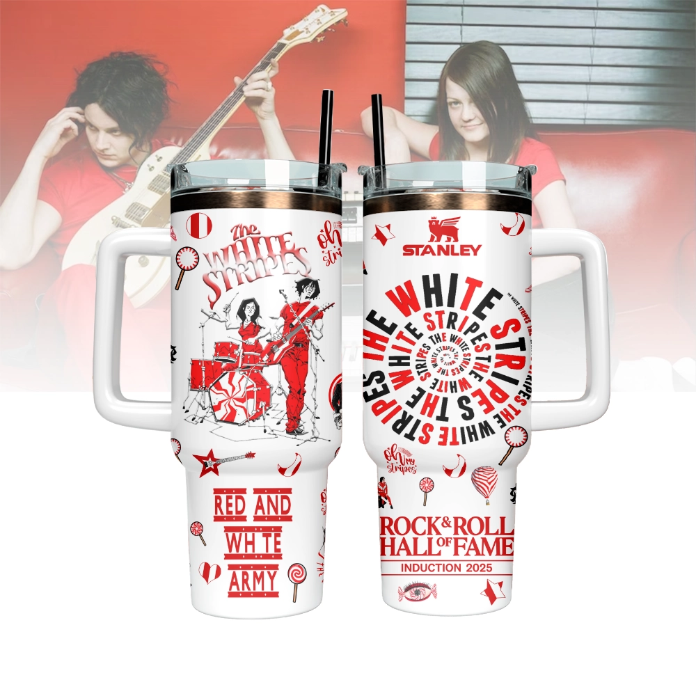 The White Stripes x Rock & Roll Hall of Fame Music Custom Stanley Quencher 40oz Stainless Steel Tumbler With Handle