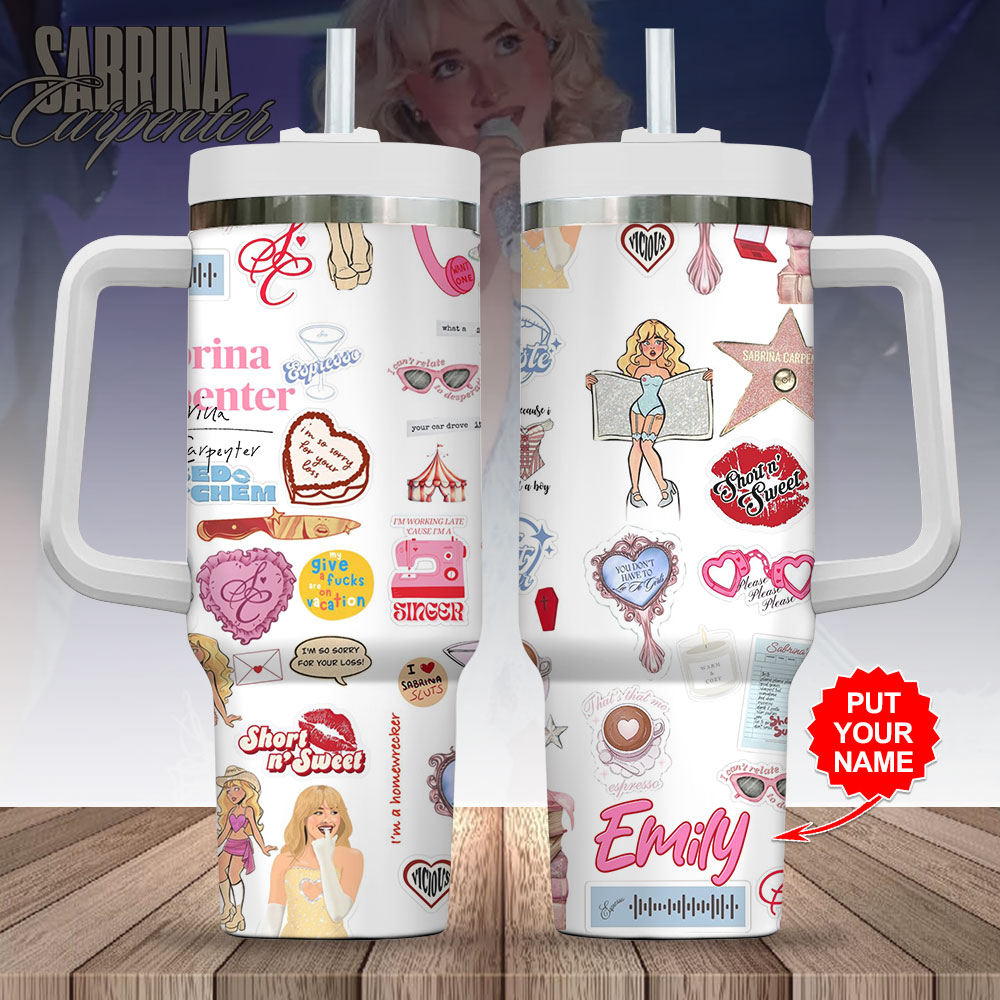 Sabrina Carpenter Music Custom Stanley Cup 40 oz 30 oz Tumbler With Handle