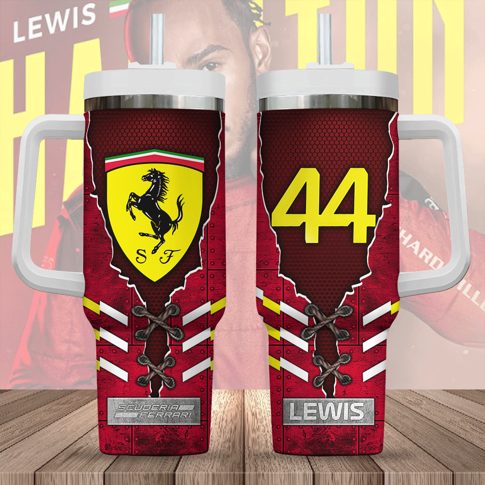 Scuderia Ferrari x Lewis Hamilton Sports Custom Stanley Cup 40 oz 30 oz Tumbler With Handle