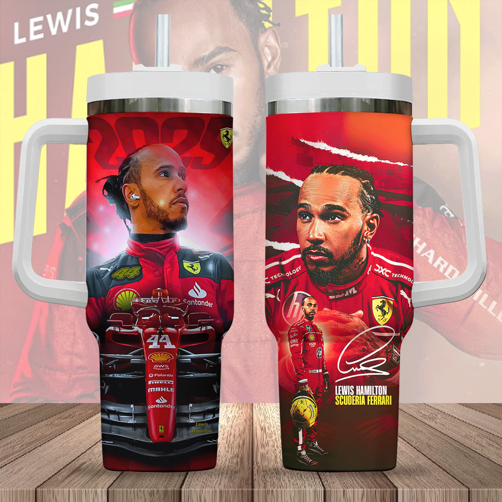 Scuderia Ferrari x Lewis Hamilton Sports Custom Stanley Cup 40 oz 30 oz Tumbler With Handle