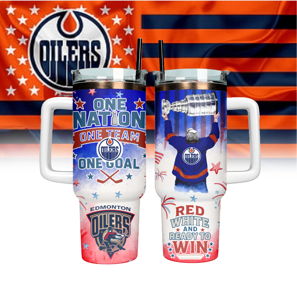Edmonton Oilers NHL x Independence Day Custom Stanley Cup 40 oz 30 oz Tumbler With Handle