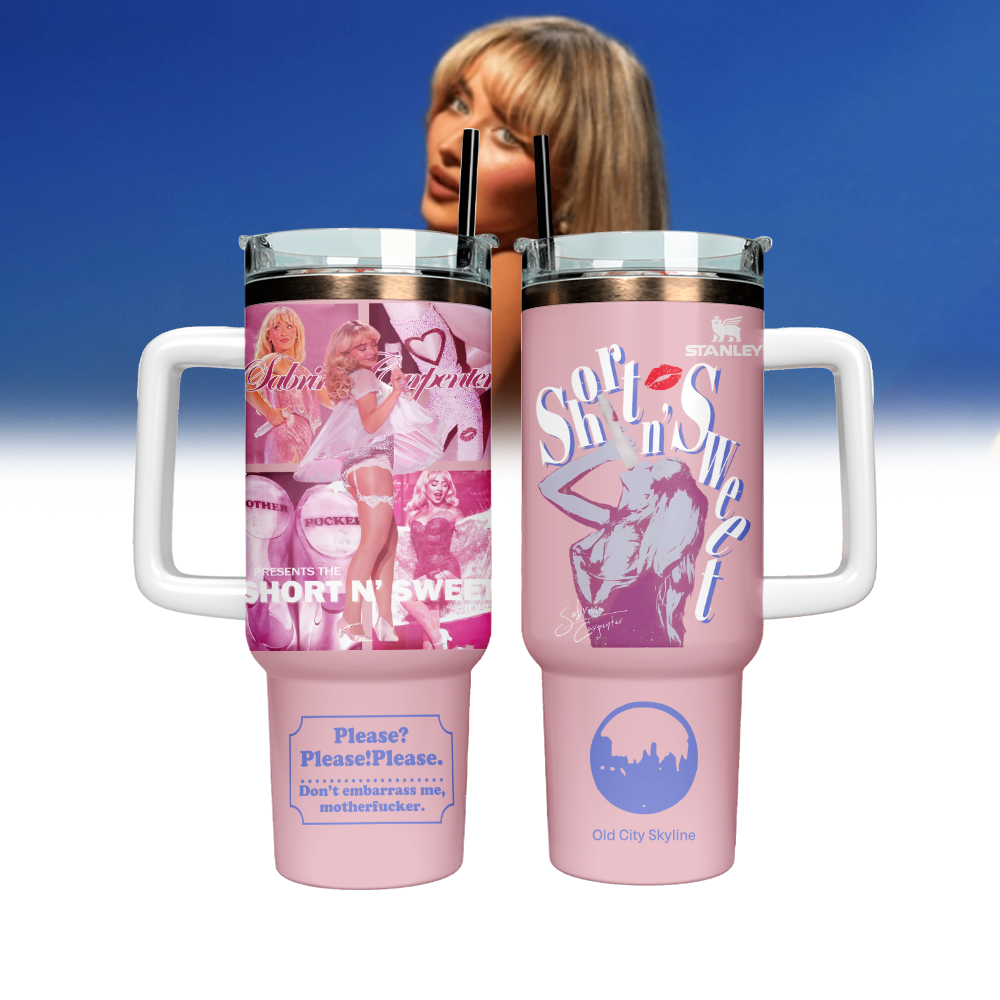 Sabrina Carpenter x Short n’ Sweet Music Custom Stanley Cup 40 oz 30 oz Tumbler With Handle