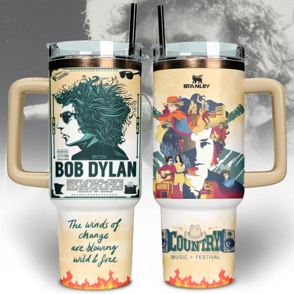 Bob Dylan Music Custom Stanley Cup 40 oz 30 oz Tumbler With Handle