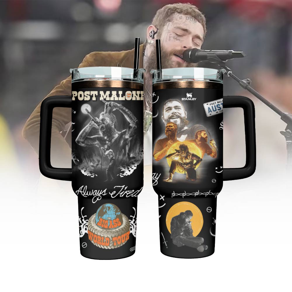 Post Malone Music Custom Stanley Cup 40 oz 30 oz Tumbler With Handle