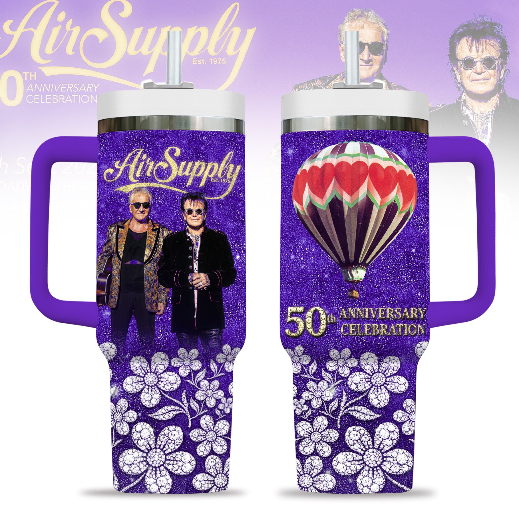 Air Supply Music Custom Stanley Quencher 40oz Stainless Steel Tumbler With Handle