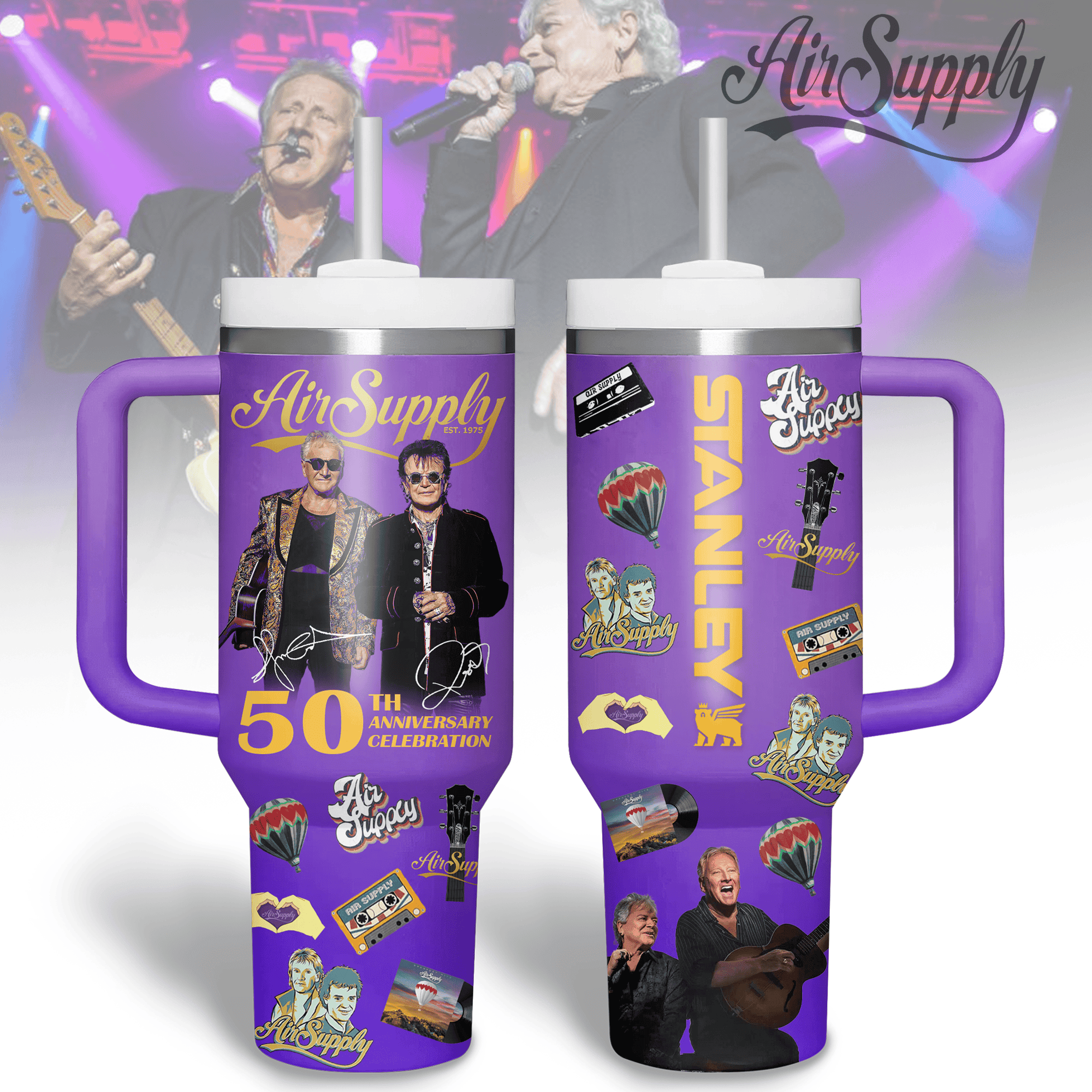 Air Supply Music Custom Stanley Quencher 40oz Stainless Steel Tumbler With Handle