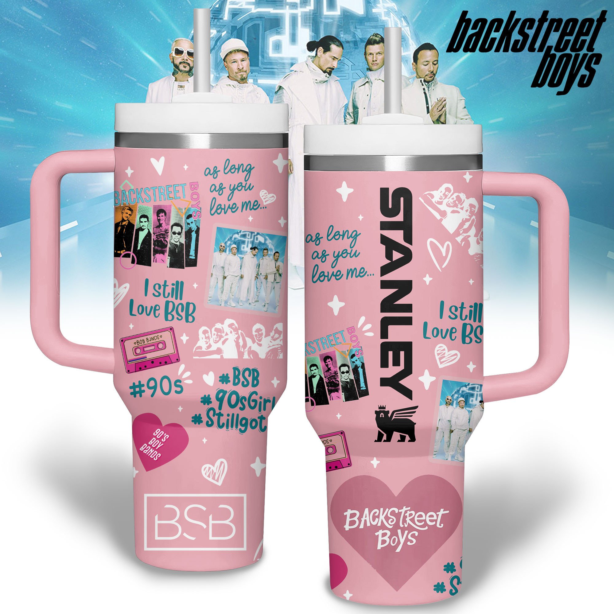 Backstreet Boys Music Custom Stanley Quencher 40oz Stainless Steel Tumbler With Handle