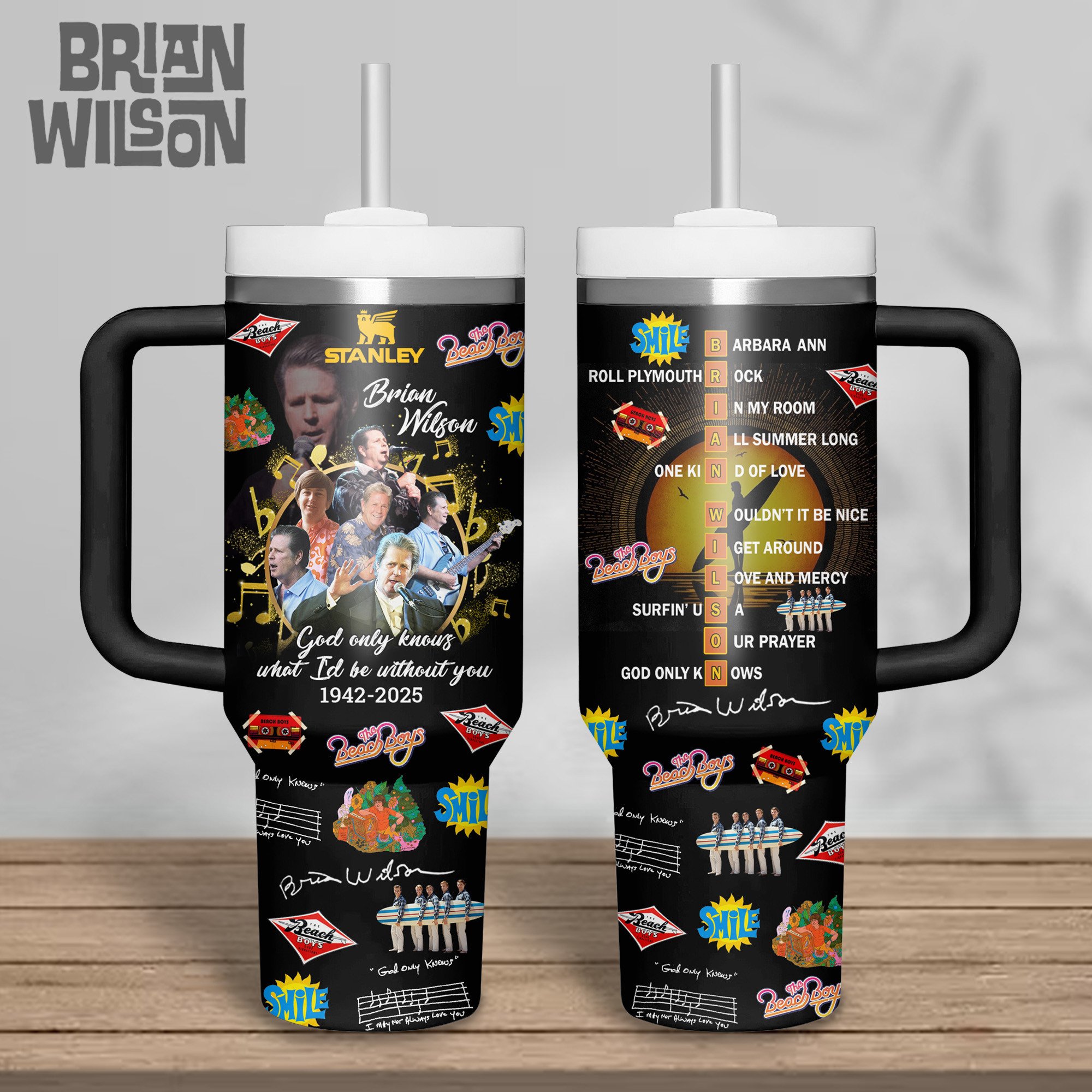 Brian Wilson Music Custom Stanley Quencher 40oz Stainless Steel Tumbler With Handle