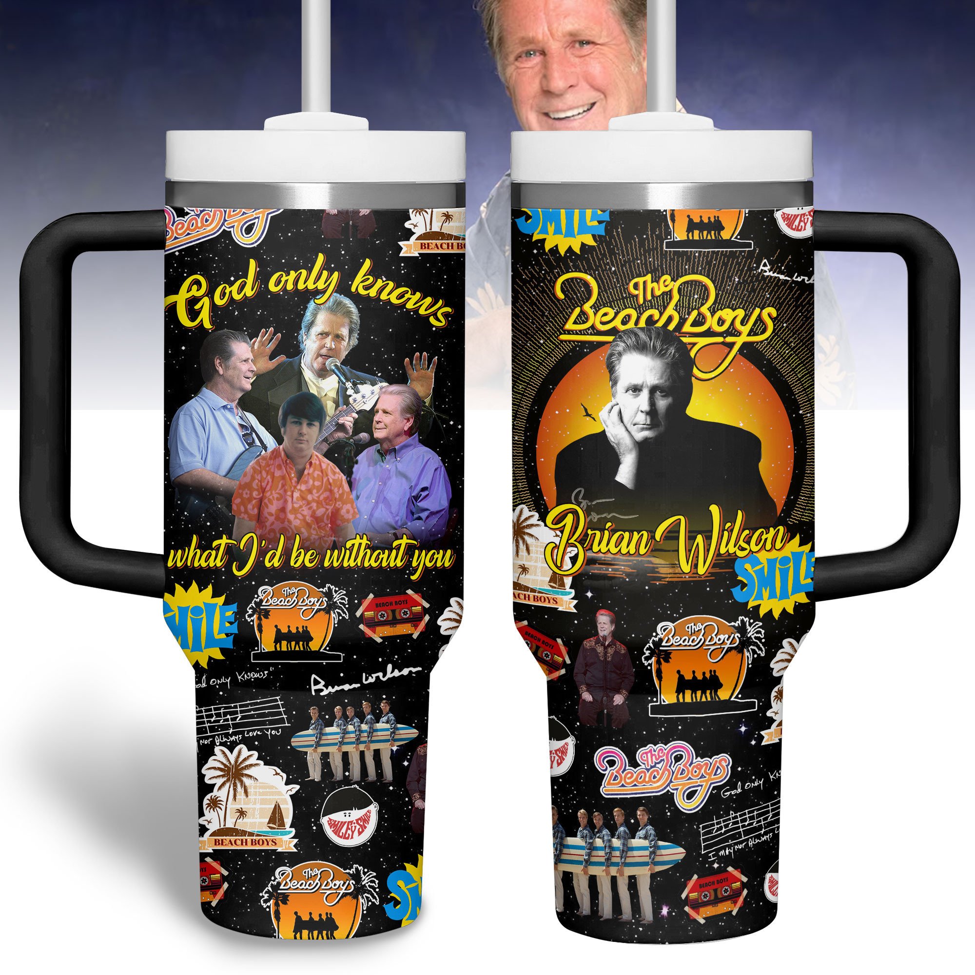 Brian Wilson Music Custom Stanley Quencher 40oz Stainless Steel Tumbler With Handle