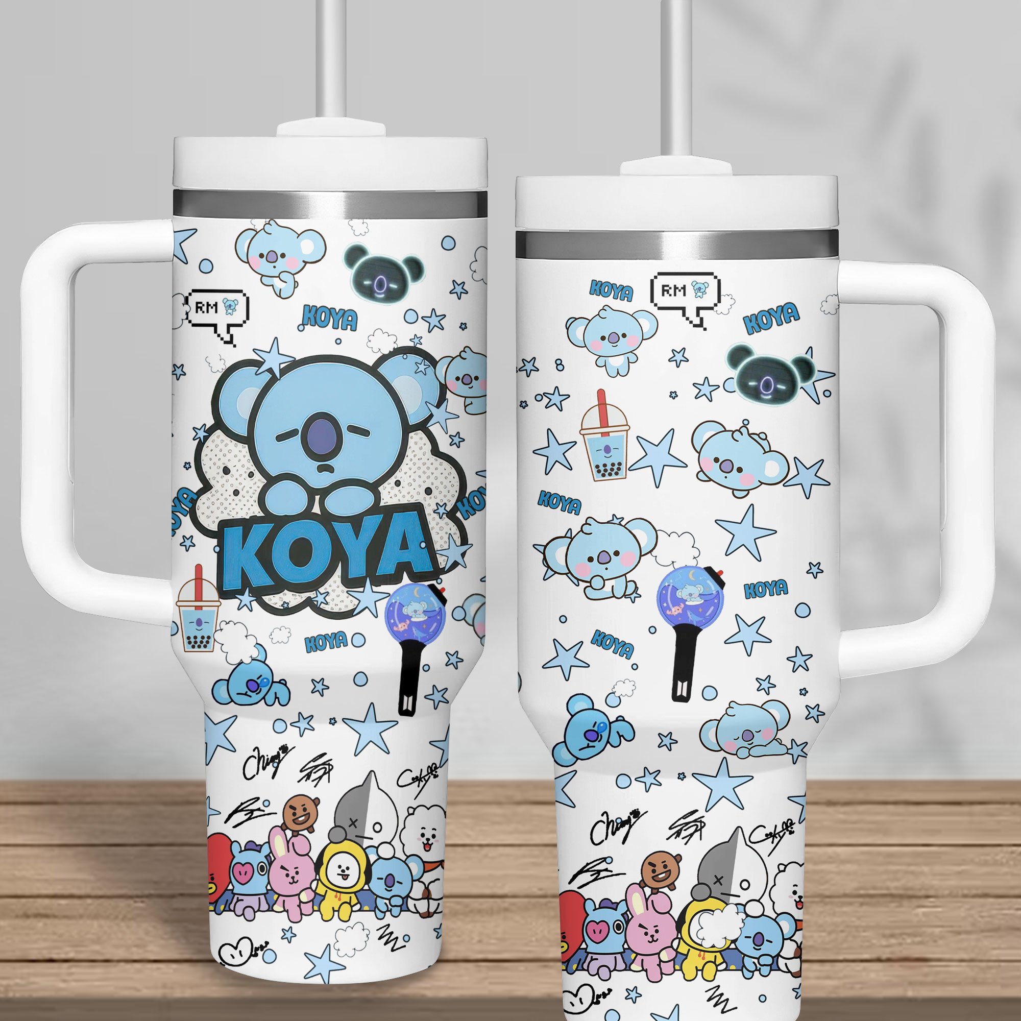 BTS Music Custom Stanley Quencher 40oz Stainless Steel Tumbler With Handle