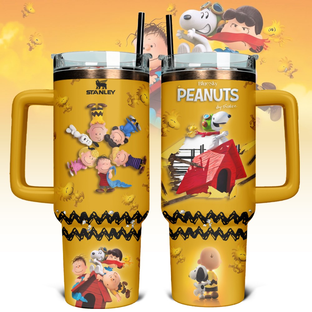 Snoopy Cartoon Custom Stanley Quencher 40oz Stainless Steel Tumbler With Handle