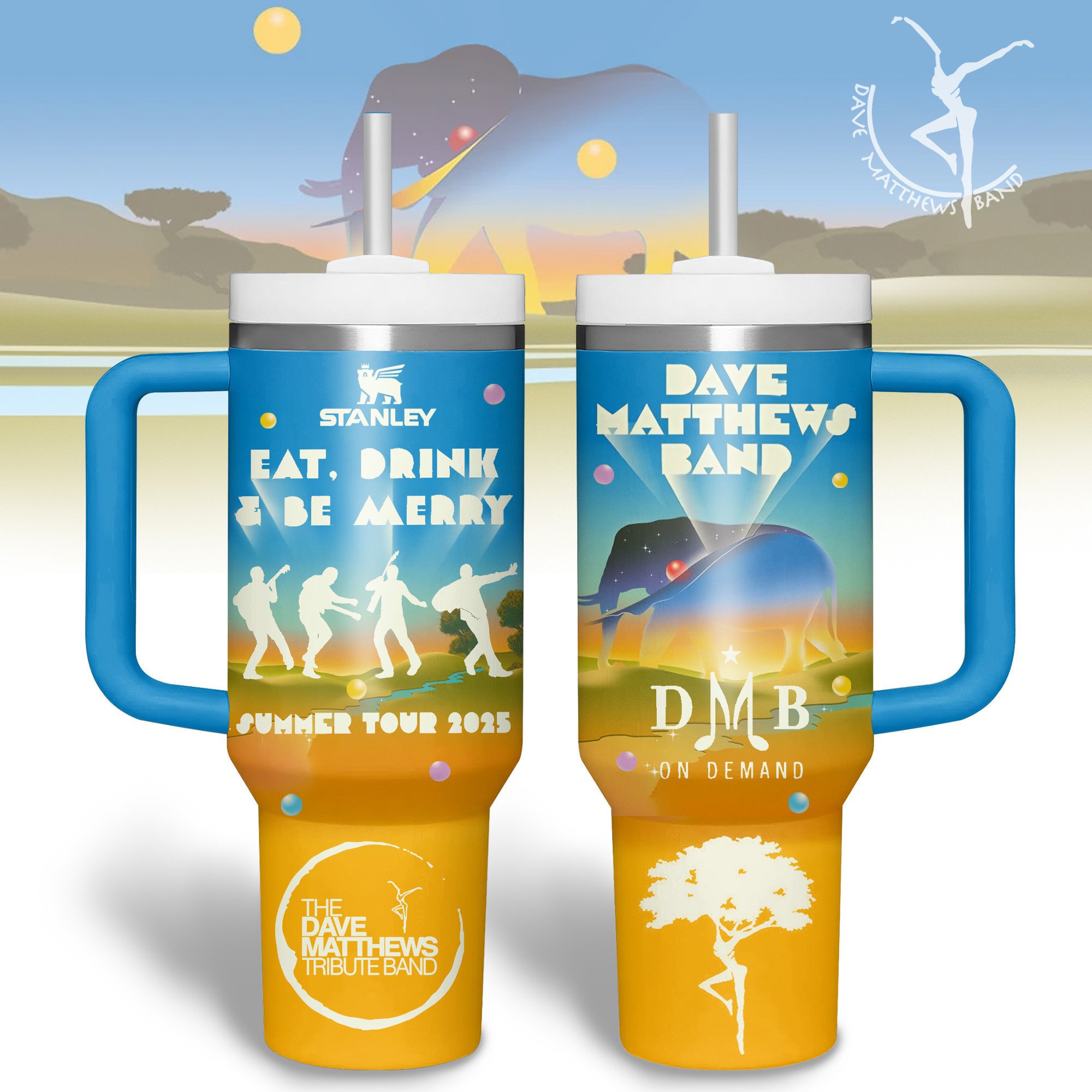 Dave Matthews Music Custom Stanley Quencher 40oz Stainless Steel Tumbler With Handle