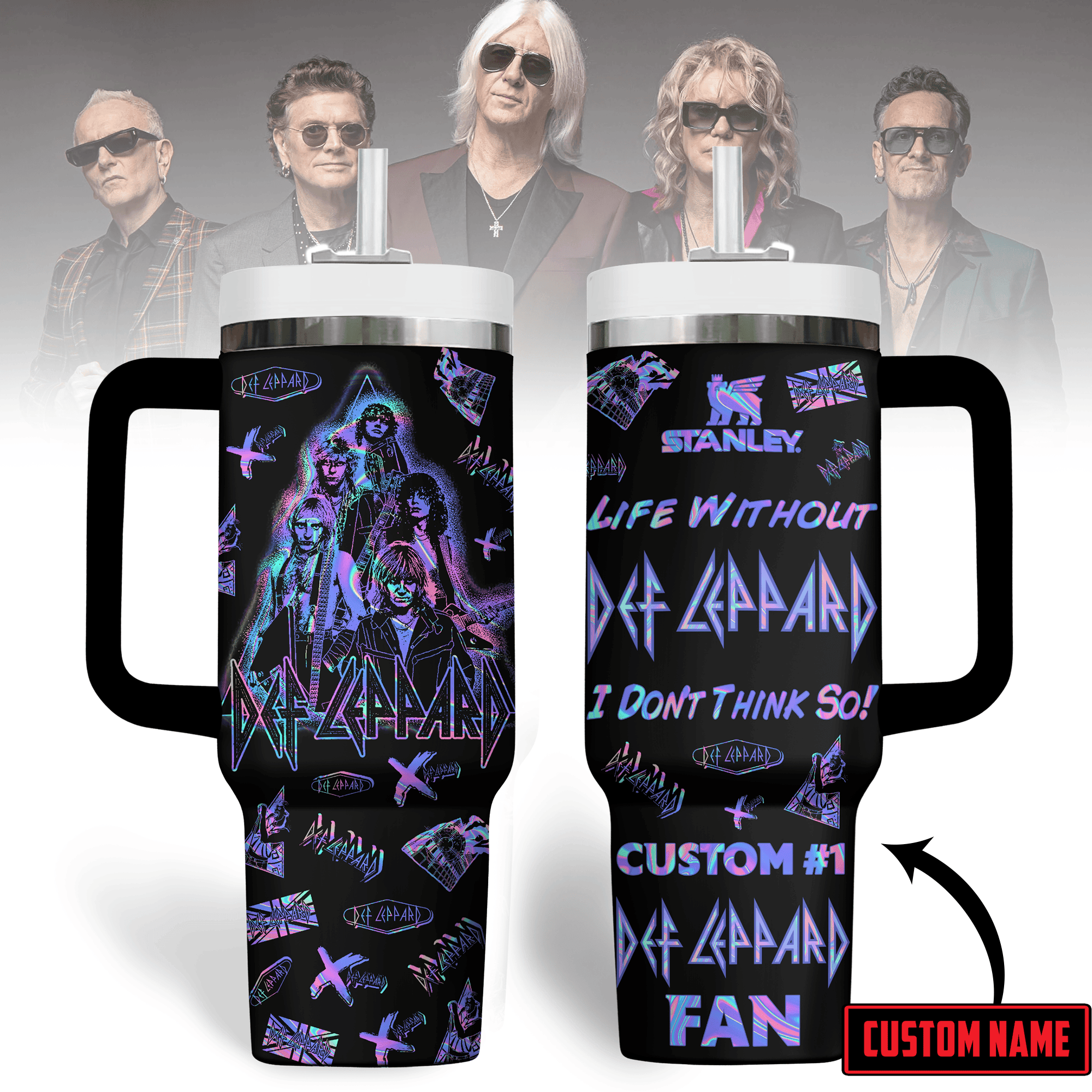 Def Leppard Music Custom Stanley Quencher 40oz Stainless Steel Tumbler With Handle