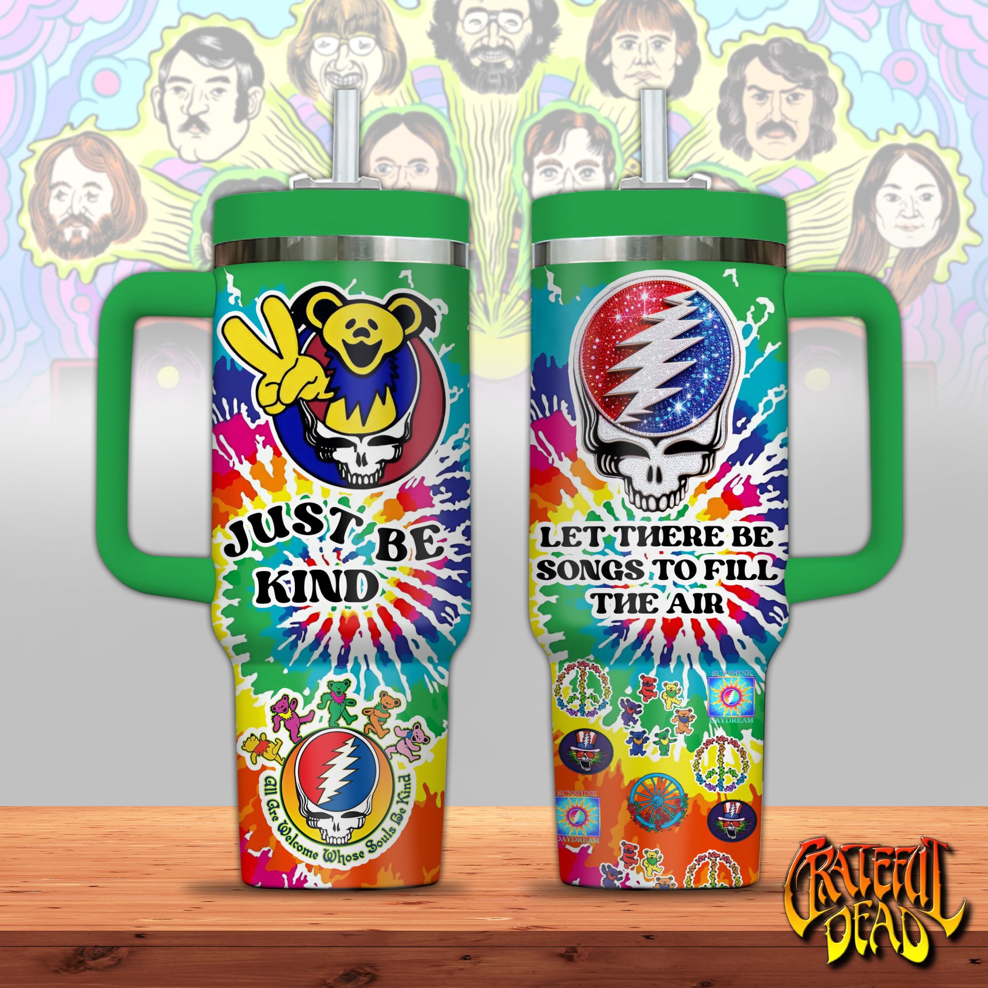 Grateful Dead Music Custom Stanley Quencher 40oz Stainless Steel Tumbler With Handle