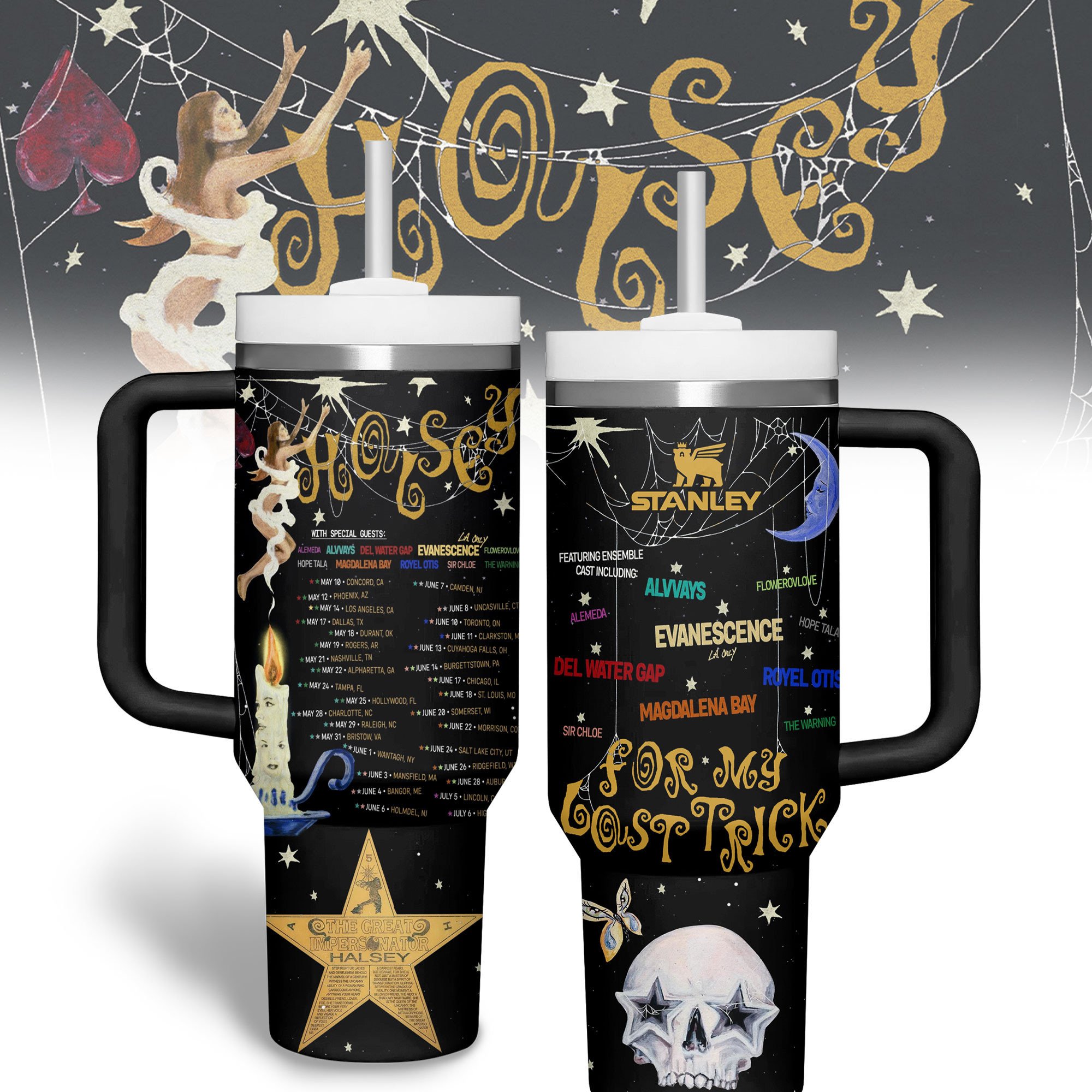 Halsey Music Custom Stanley Quencher 40oz Stainless Steel Tumbler With Handle