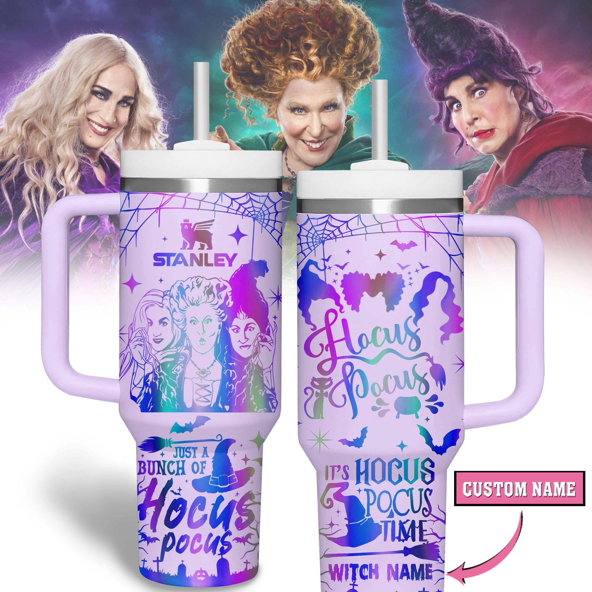 Hocus Pocus Movies Custom Stanley Quencher 40oz Stainless Steel Tumbler With Handle