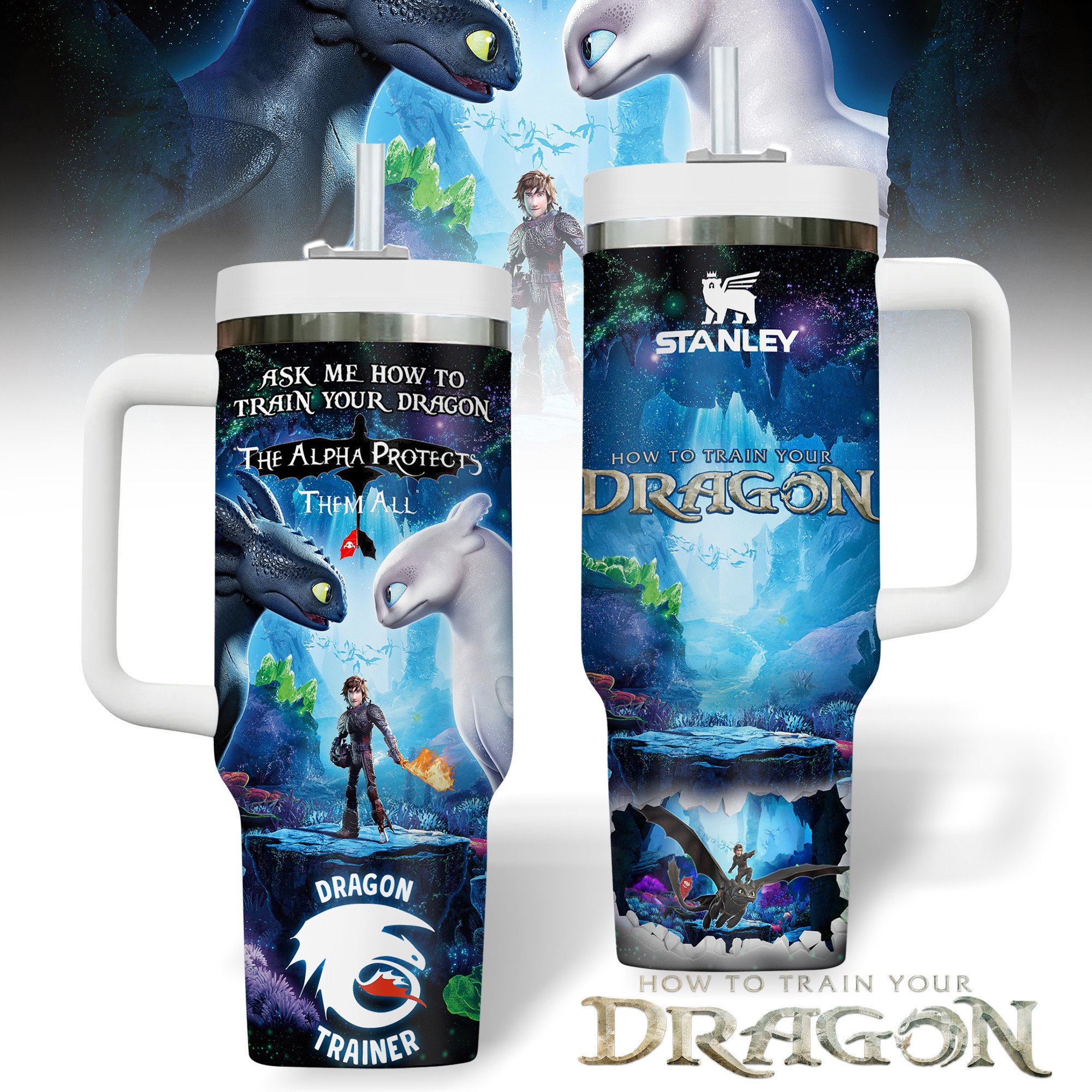 How to Train Your Dragon Movies Custom Stanley Quencher 40oz Stainless Steel Tumbler With Handle