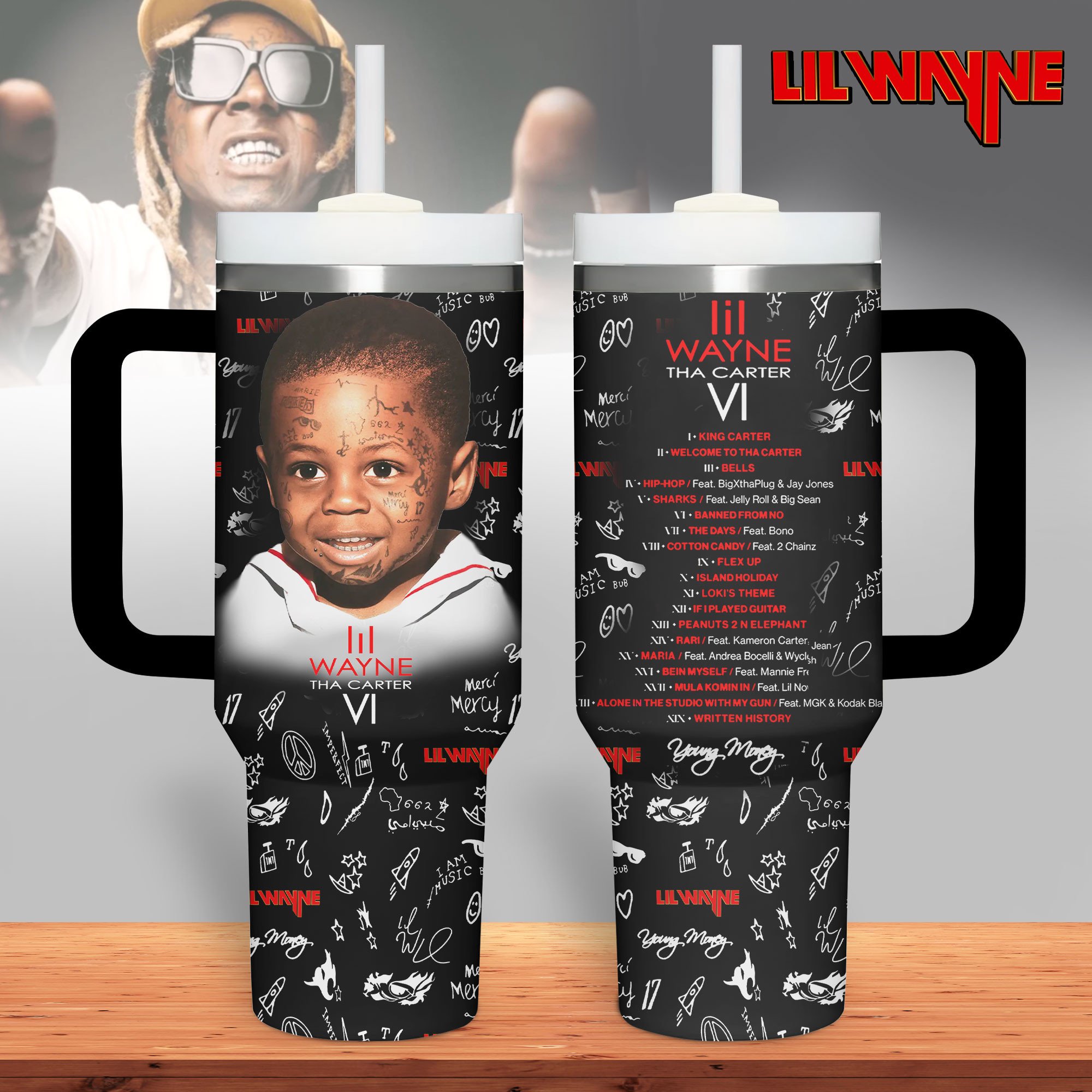 Lil Wayne Music Custom Stanley Quencher 40oz Stainless Steel Tumbler With Handle