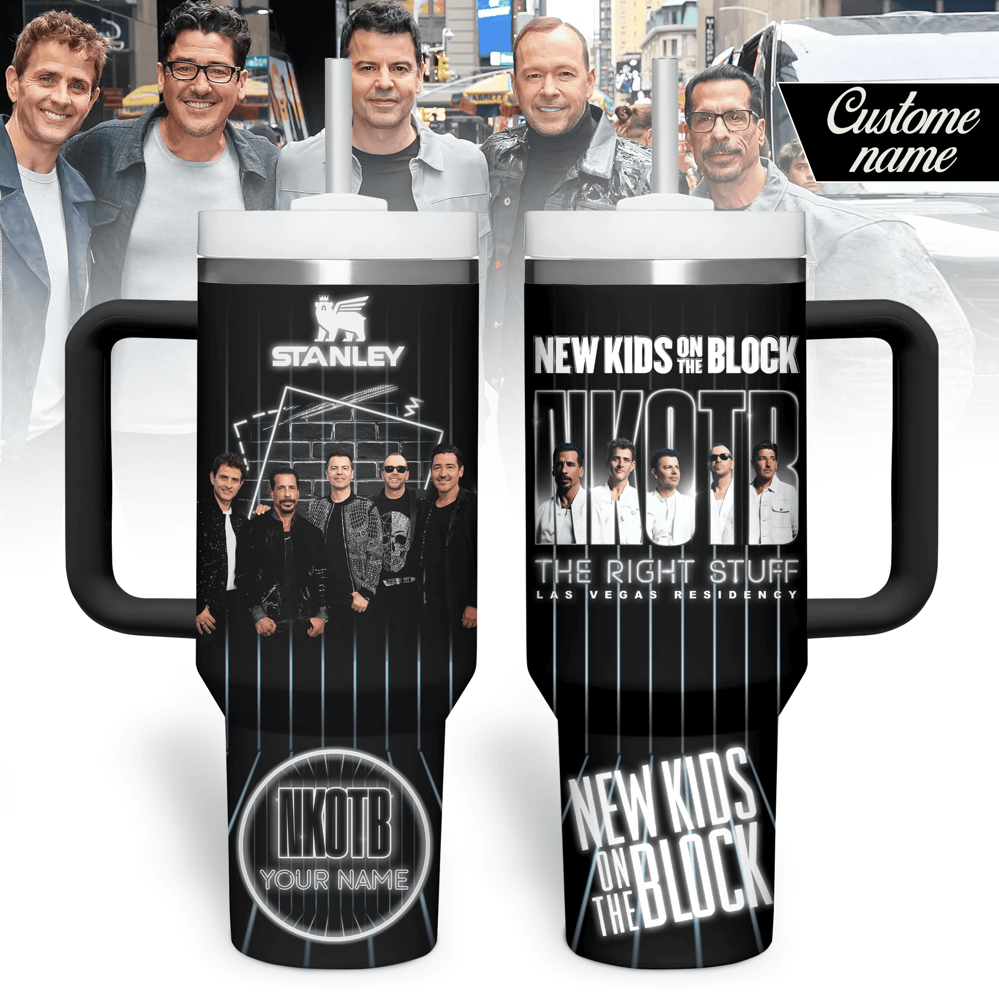 New Kids on the Block Music Custom Stanley Quencher 40oz Stainless Steel Tumbler With Handle
