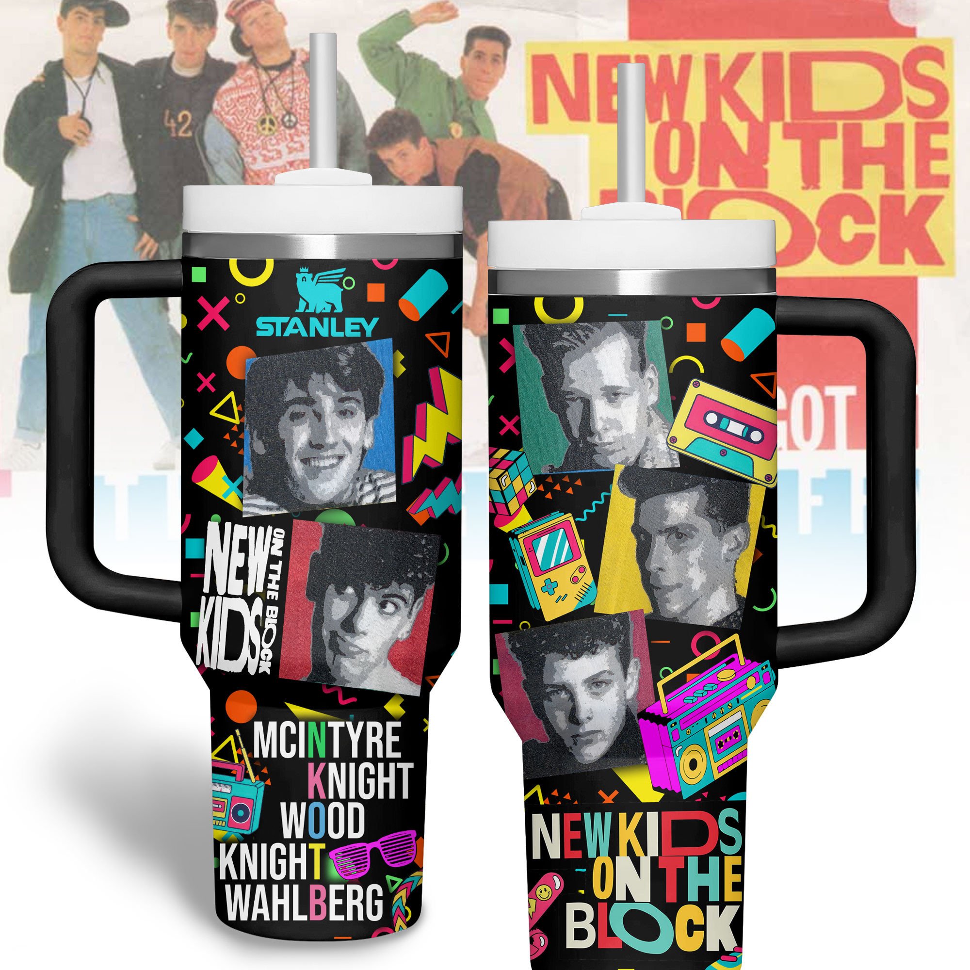New Kids on the Block Music Custom Stanley Quencher 40oz Stainless Steel Tumbler With Handle