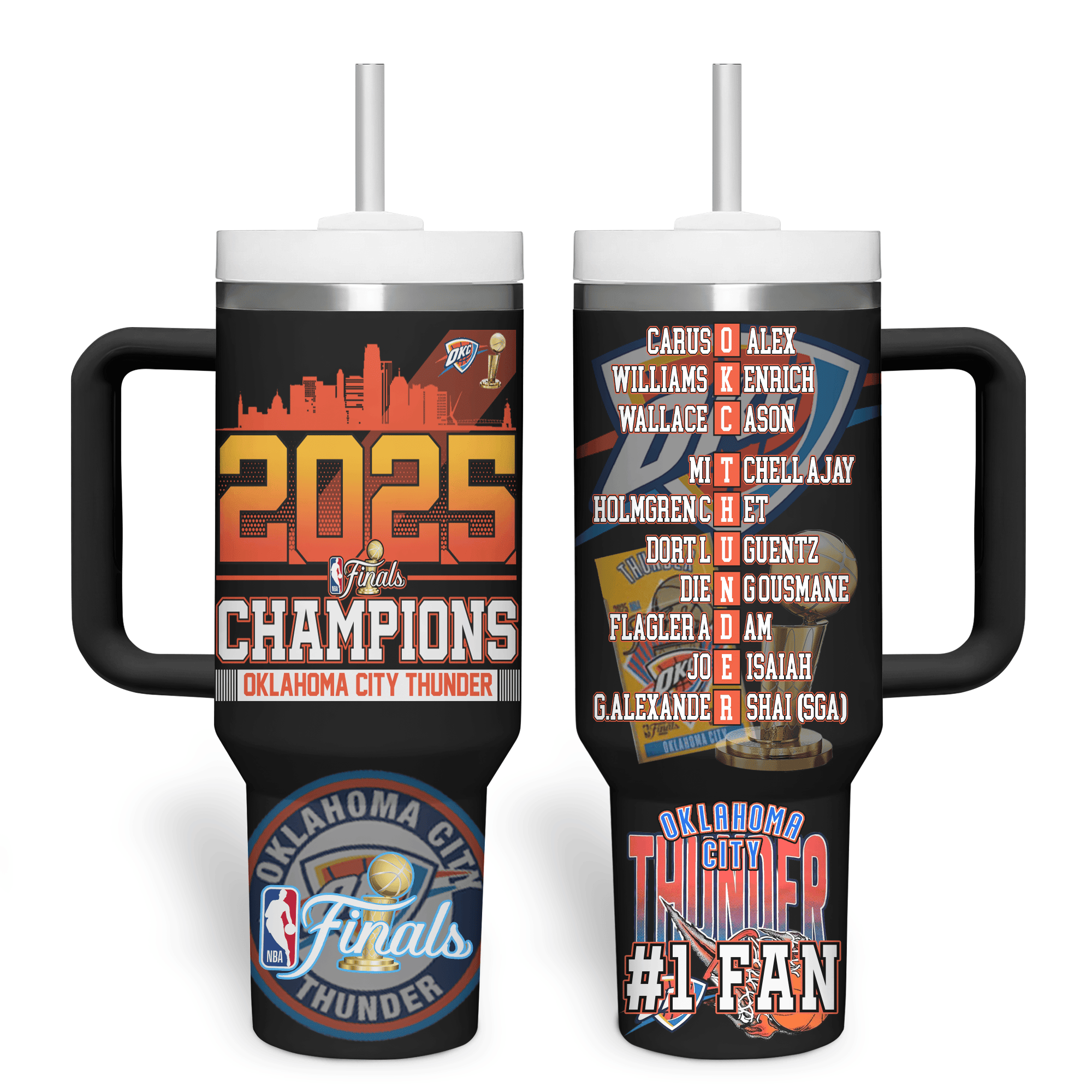 Oklahoma City Thunder NBA Custom Stanley Quencher 40oz Stainless Steel Tumbler With Handle