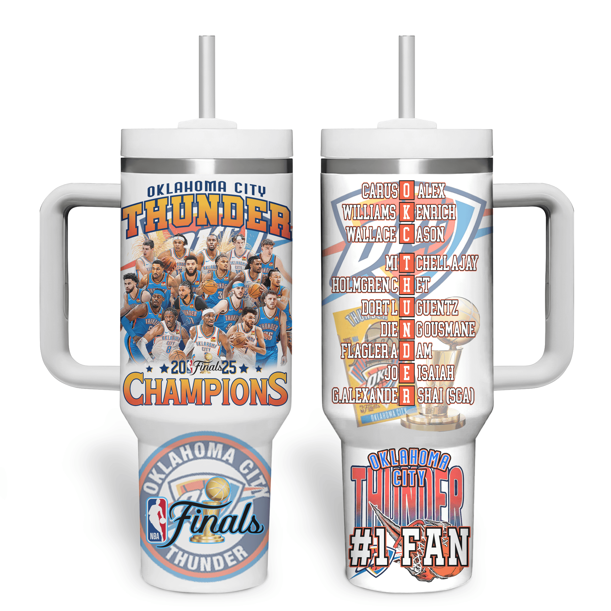 Oklahoma City Thunder NBA Custom Stanley Quencher 40oz Stainless Steel Tumbler With Handle