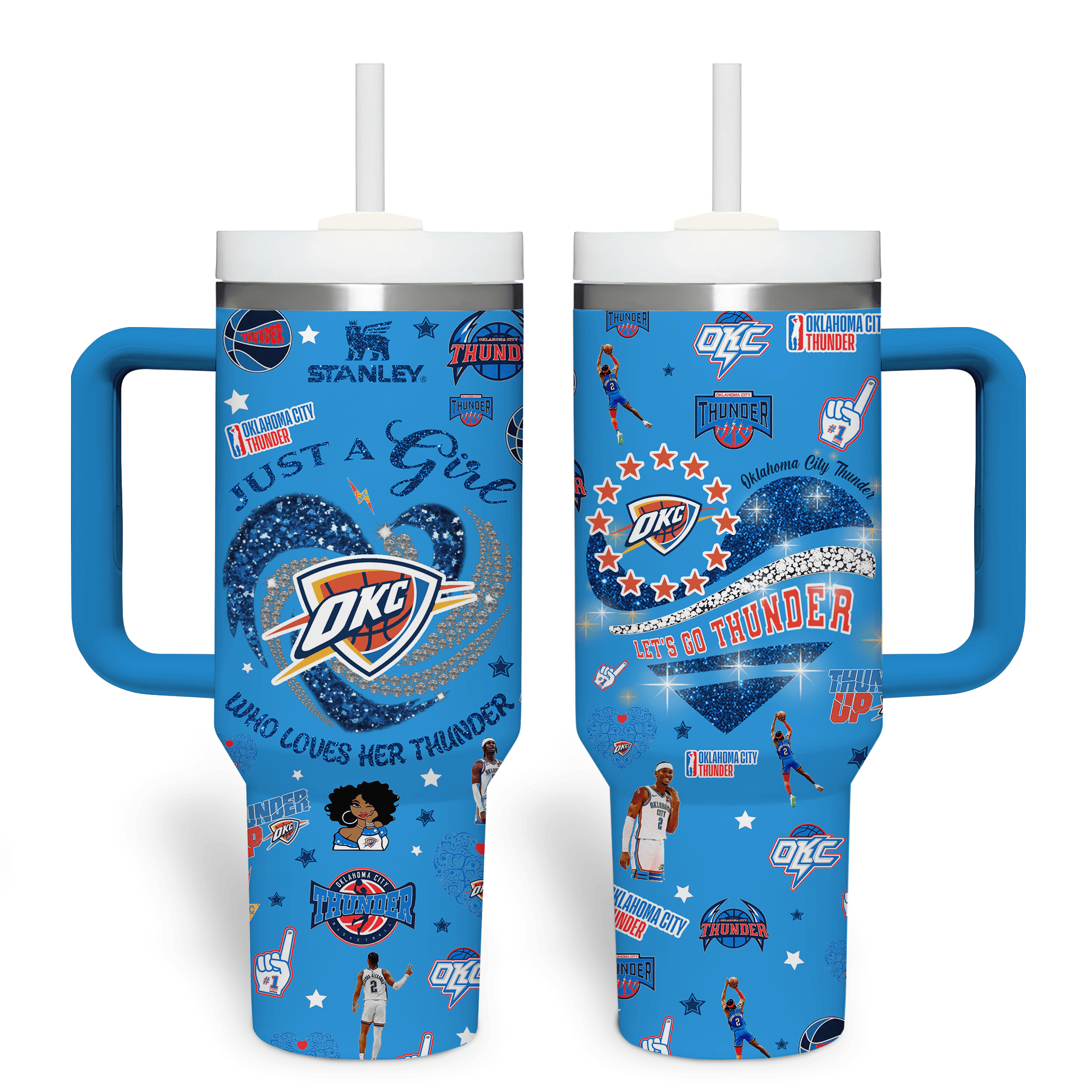 Oklahoma City Thunder NBA Custom Stanley Quencher 40oz Stainless Steel Tumbler With Handle
