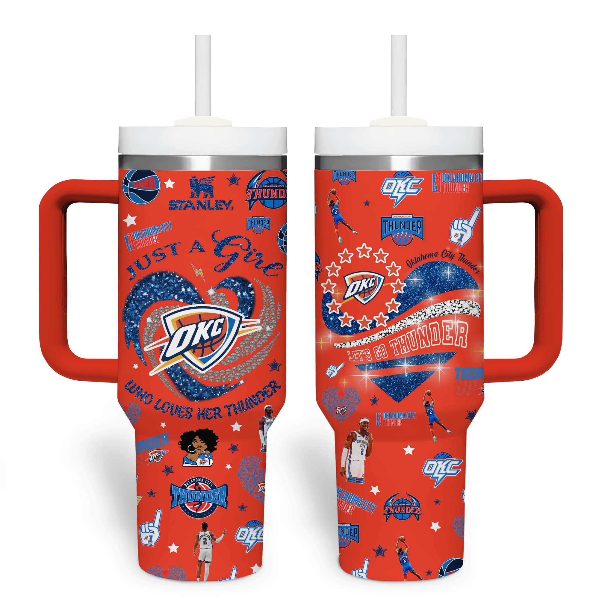Oklahoma City Thunder NBA Custom Stanley Quencher 40oz Stainless Steel Tumbler With Handle