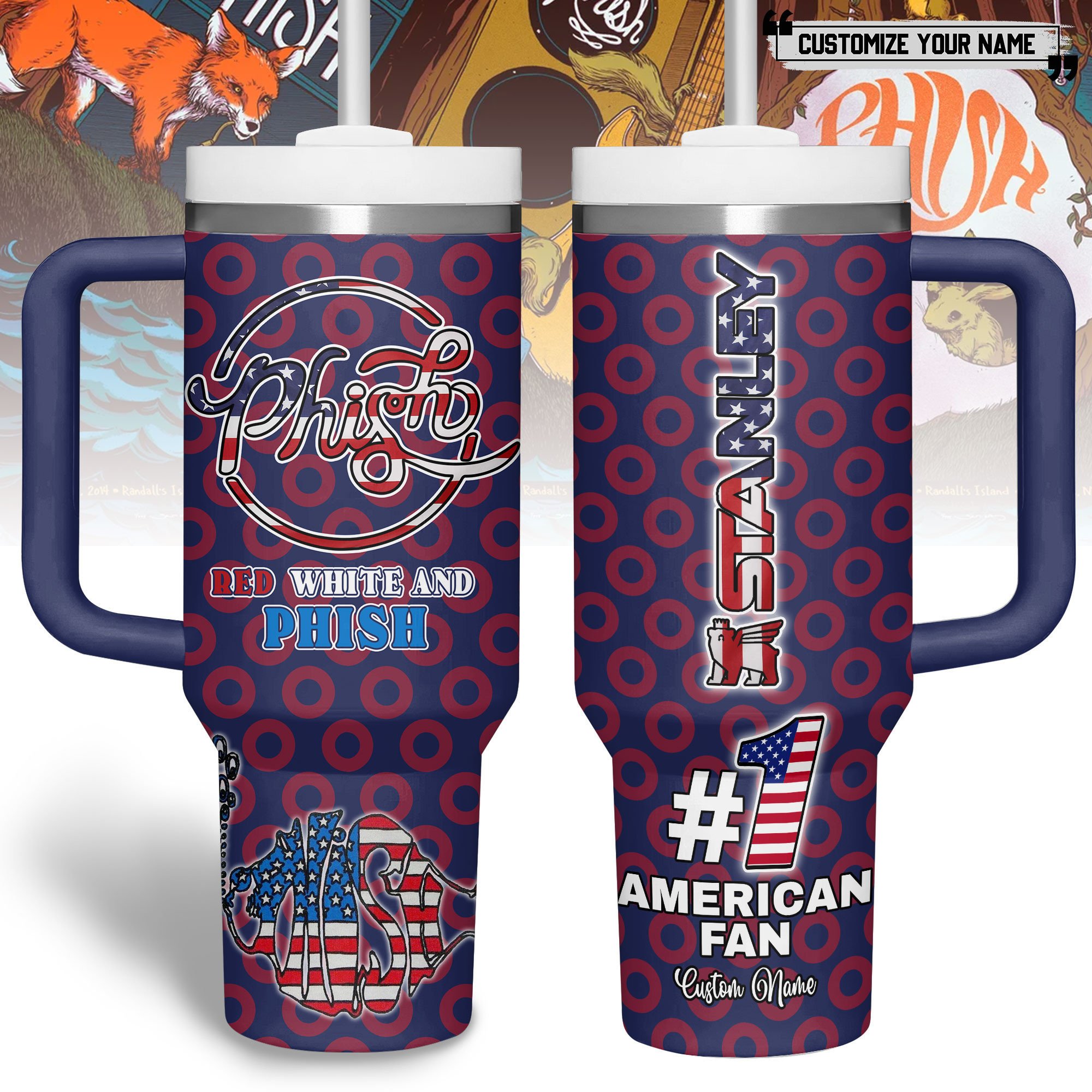 Phish Music Custom Stanley Quencher 40oz Stainless Steel Tumbler With Handle