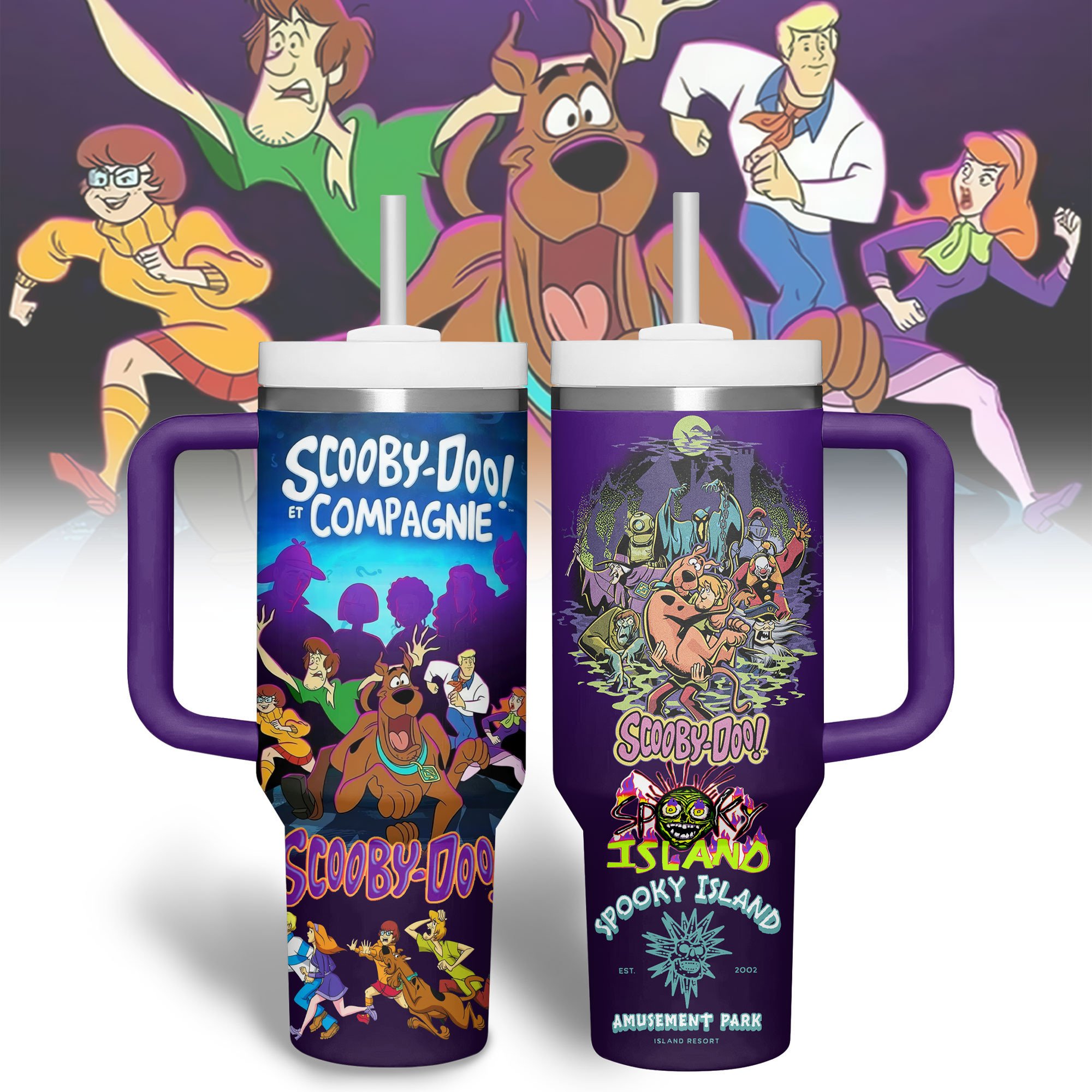 Scooby-Doo Cartoon Custom Stanley Quencher 40oz Stainless Steel Tumbler With Handle