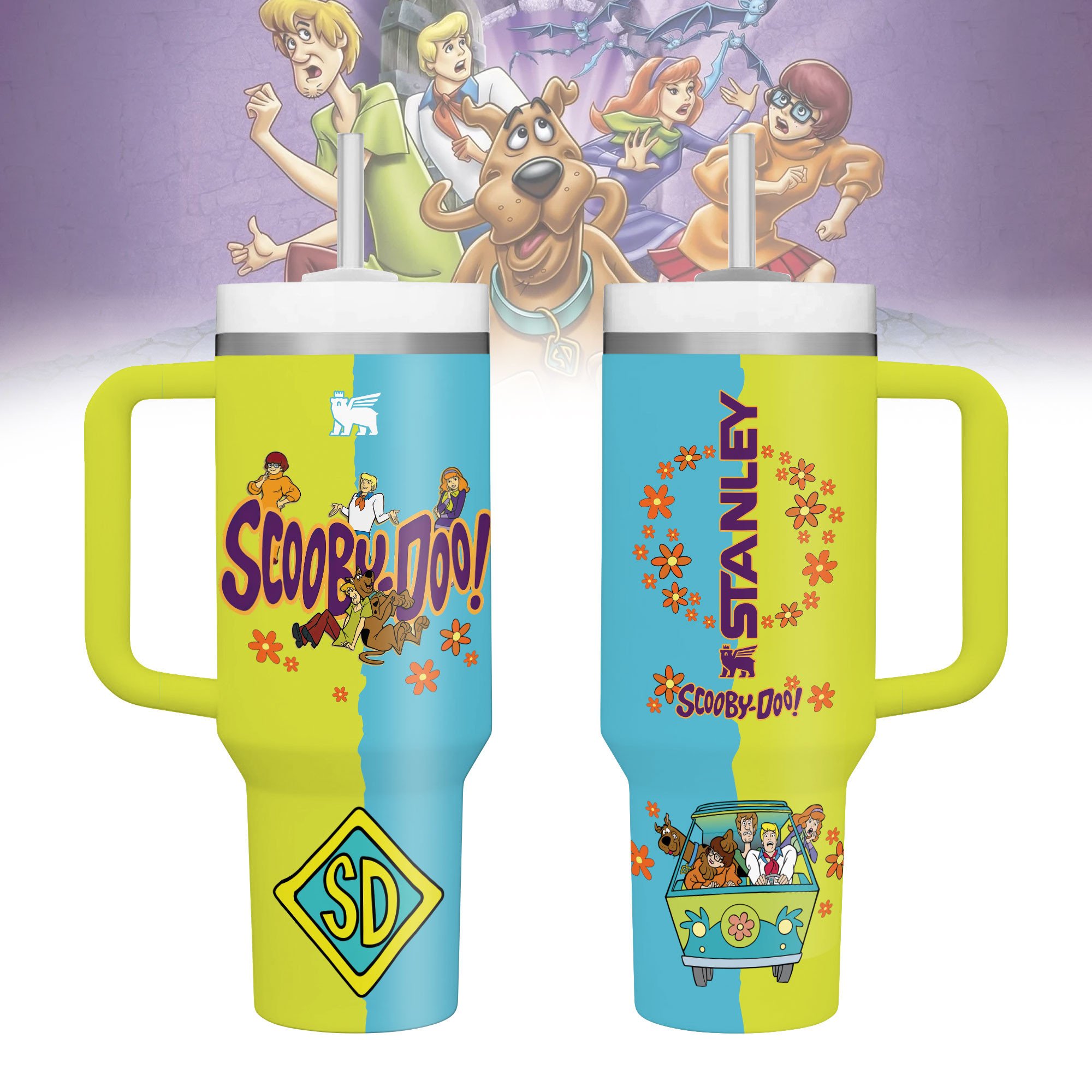 Scooby-Doo Cartoon Custom Stanley Quencher 40oz Stainless Steel Tumbler With Handle