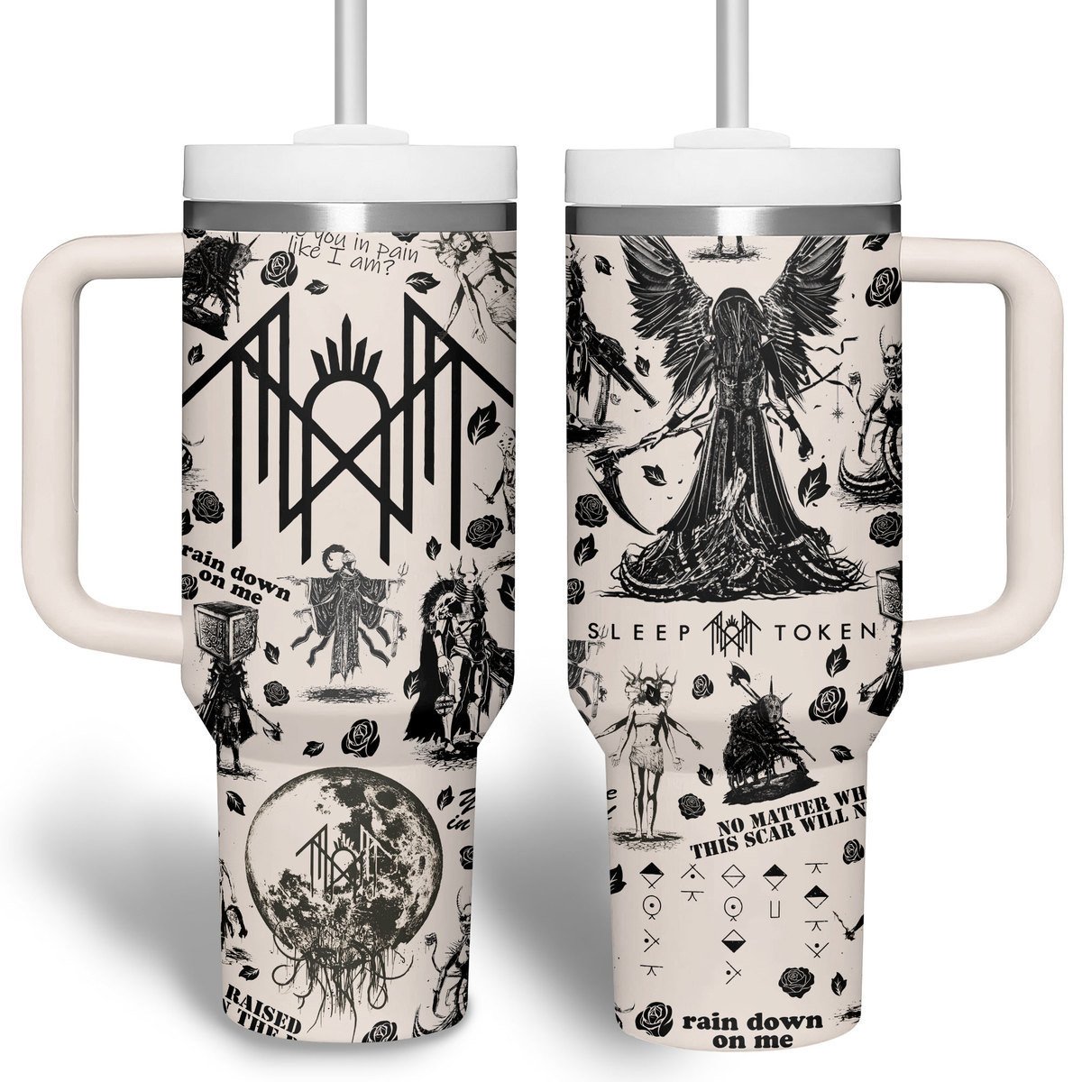 Sleep Token Music Custom Stanley Quencher 40oz Stainless Steel Tumbler With Handle