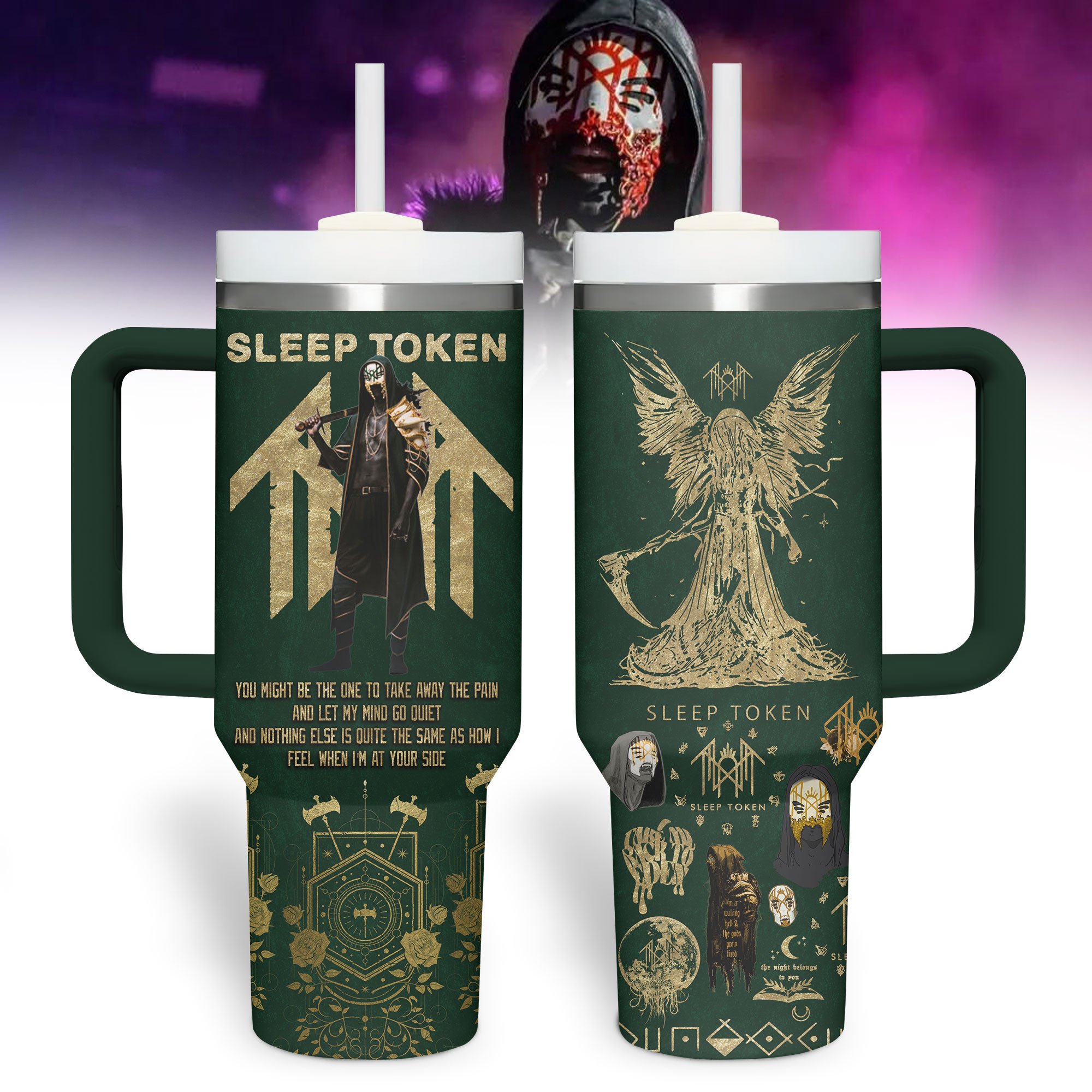 Sleep Token Music Custom Stanley Quencher 40oz Stainless Steel Tumbler With Handle