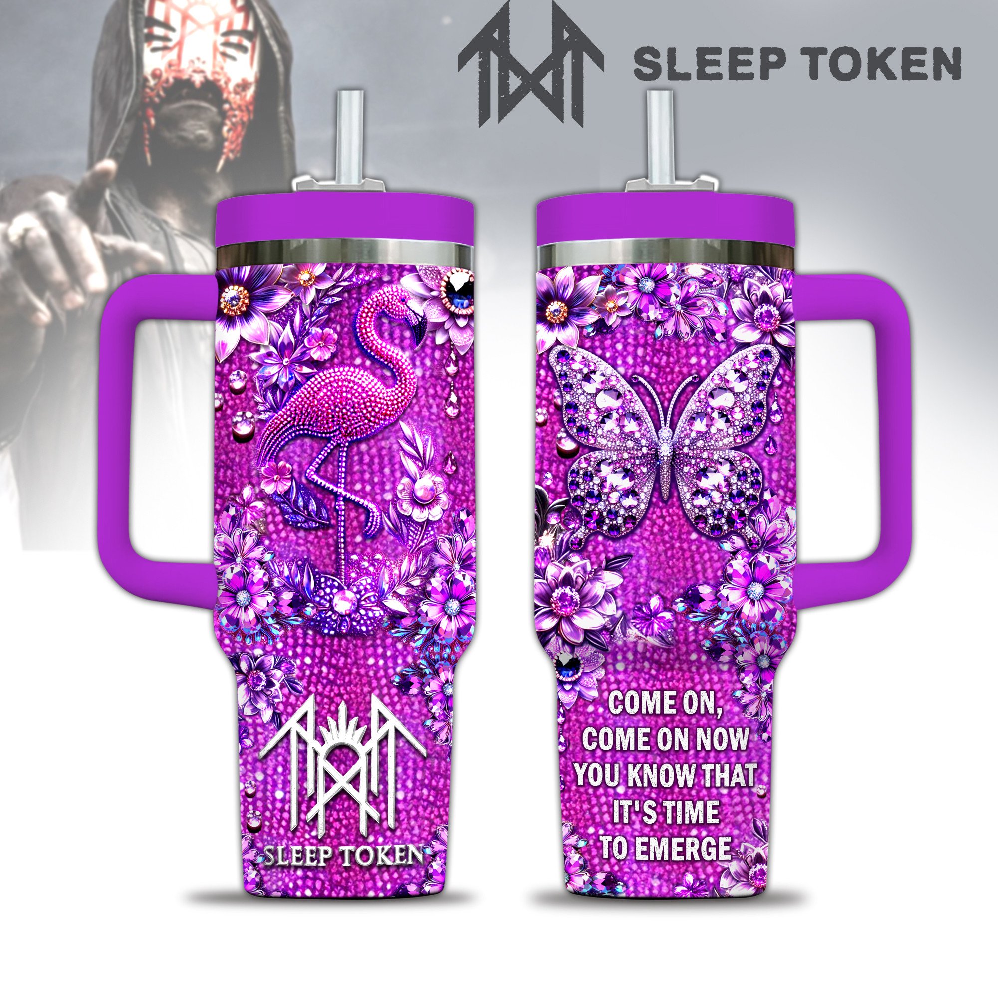 Sleep Token Music Custom Stanley Quencher 40oz Stainless Steel Tumbler With Handle