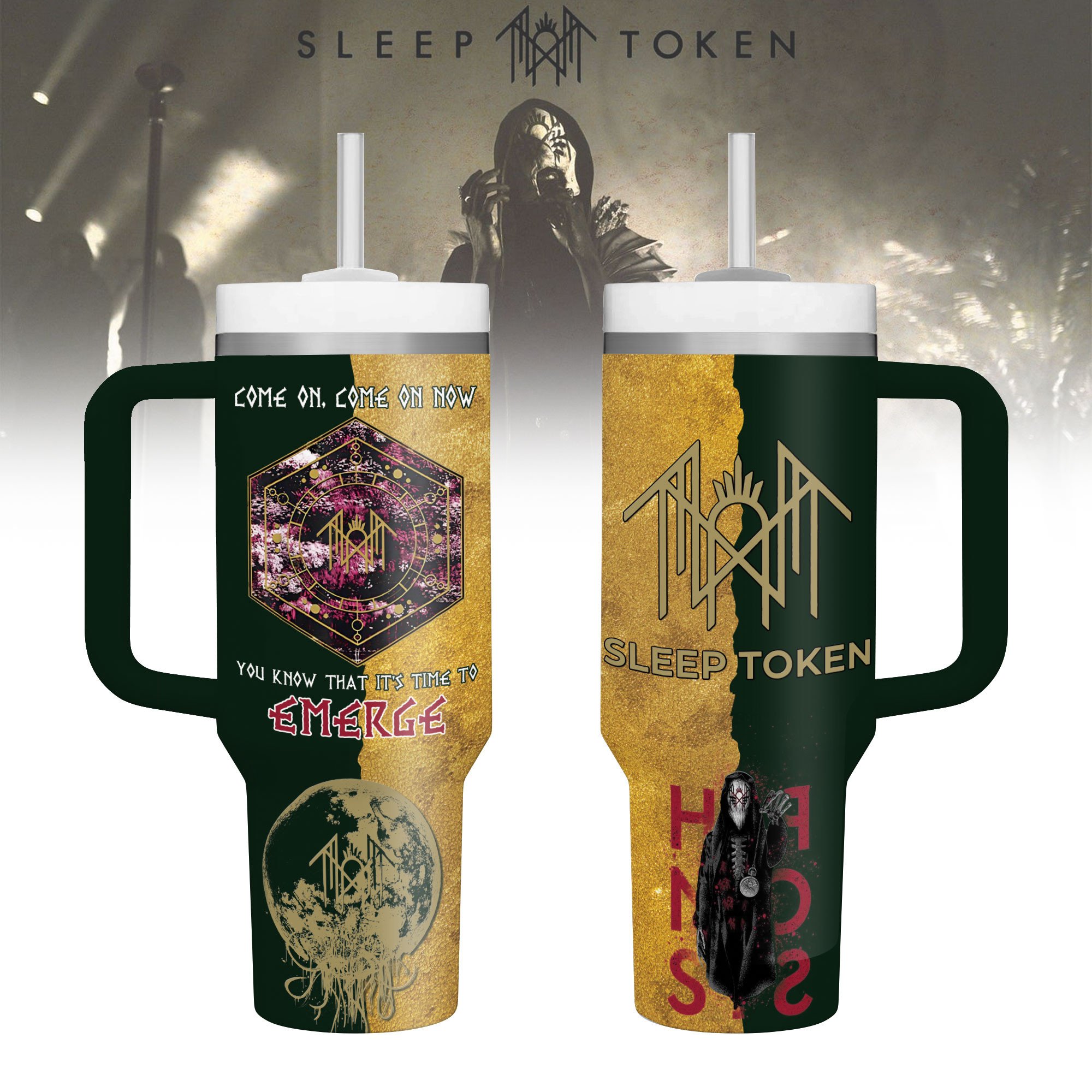 Sleep Token Music Custom Stanley Quencher 40oz Stainless Steel Tumbler With Handle