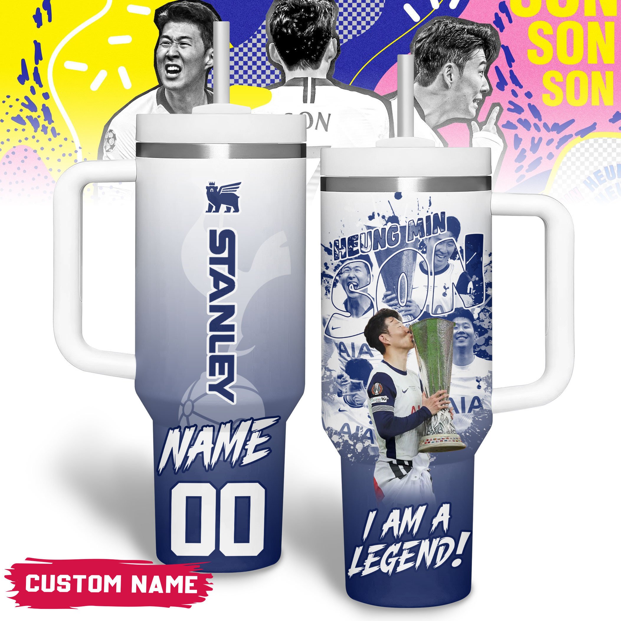 Son Heung-min Sports Custom Stanley Quencher 40oz Stainless Steel Tumbler With Handle