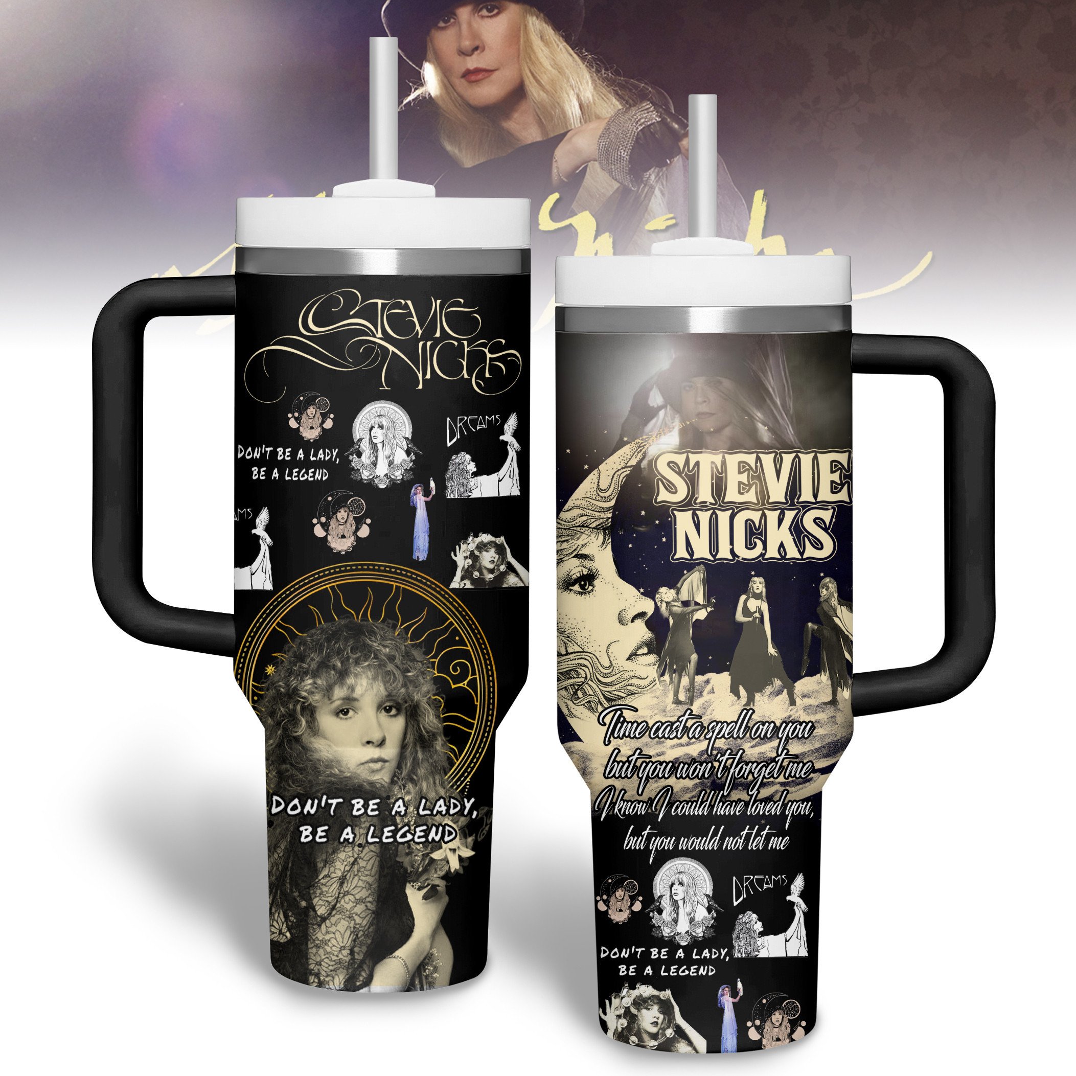Stevie Nicks Music Custom Stanley Quencher 40oz Stainless Steel Tumbler With Handle