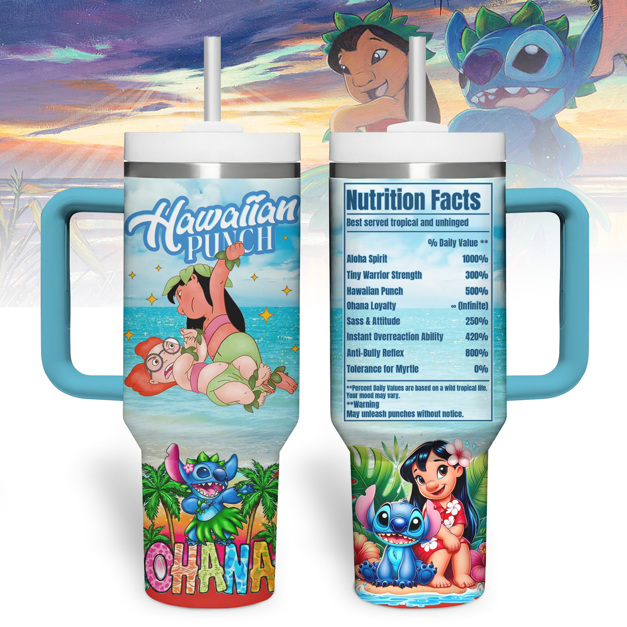 Stitch Cartoon Custom Stanley Quencher 40oz Stainless Steel Tumbler With Handle