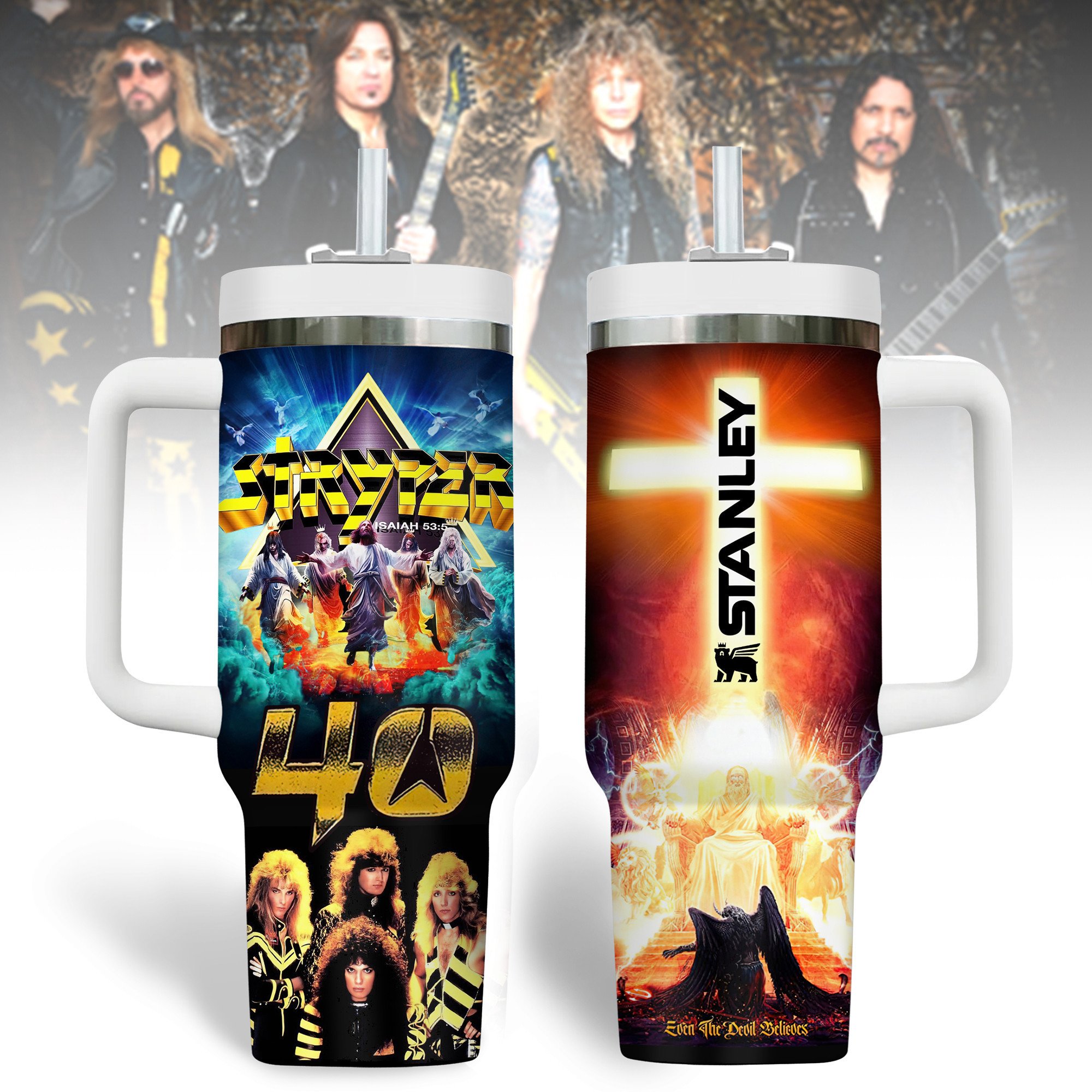 Stryper Band Music Custom Stanley Quencher 40oz Stainless Steel Tumbler With Handle