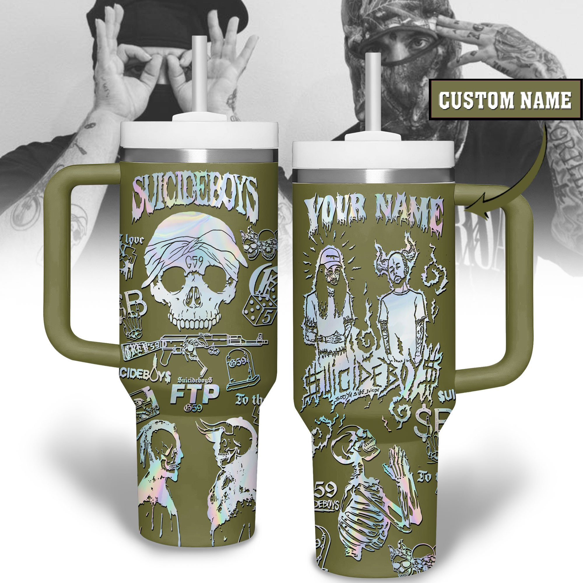 Suicideboys Music Custom Stanley Quencher 40oz Stainless Steel Tumbler With Handle