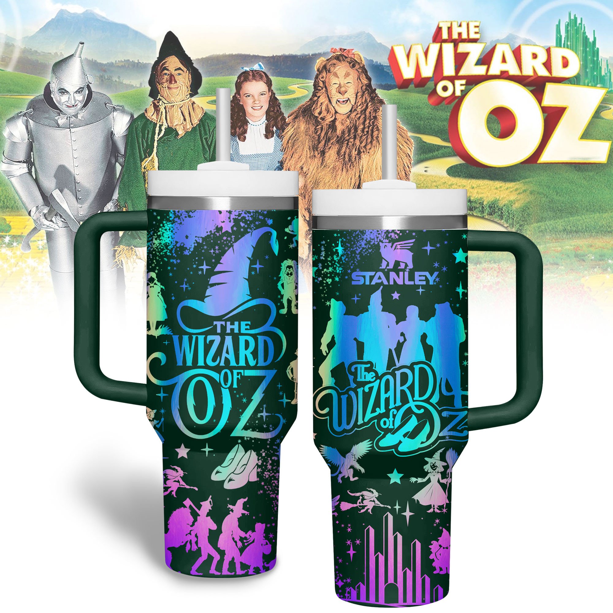 The Wizard of Oz Movies Custom Stanley Quencher 40oz Stainless Steel Tumbler With Handle