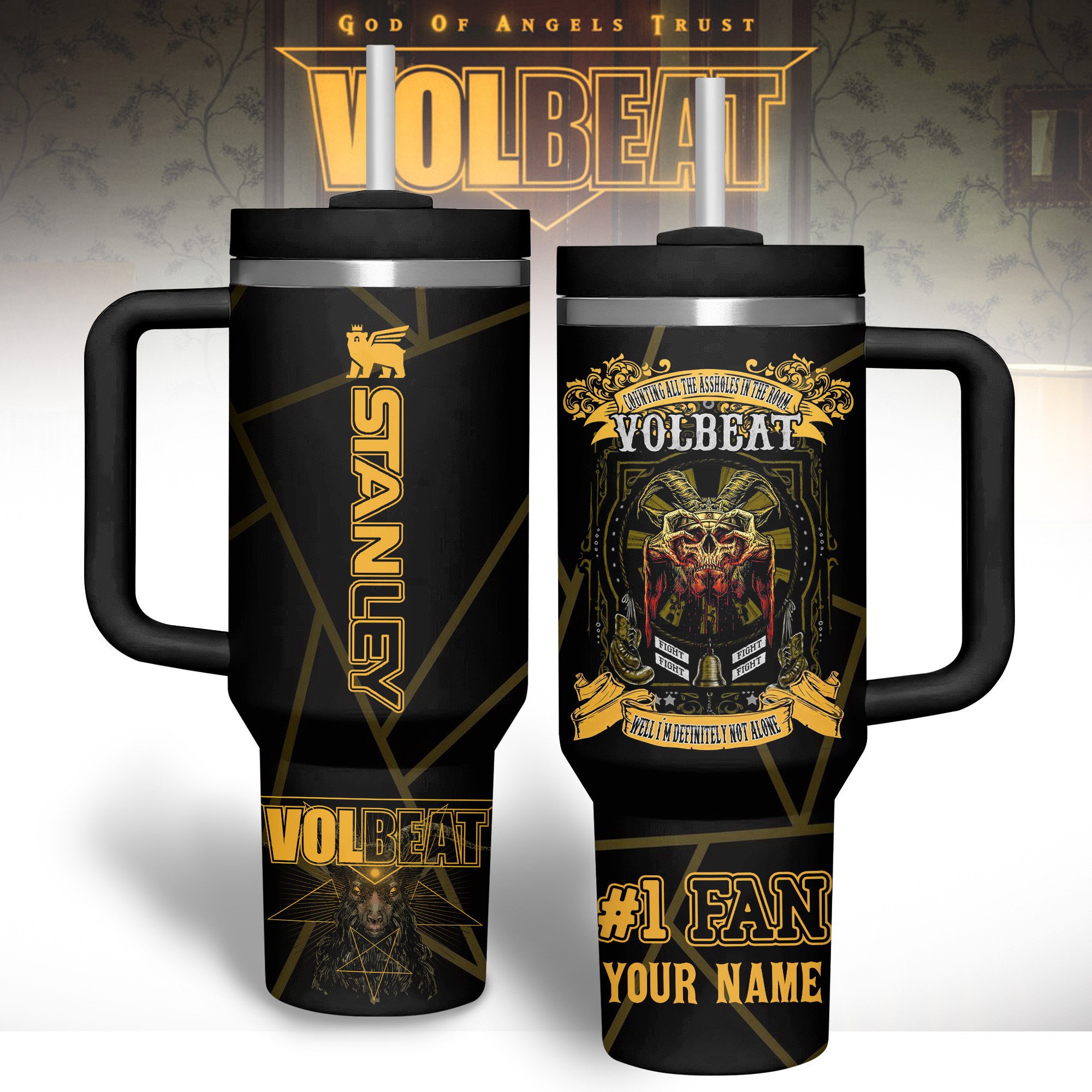 Volbeat Band Music Custom Stanley Quencher 40oz Stainless Steel Tumbler With Handle
