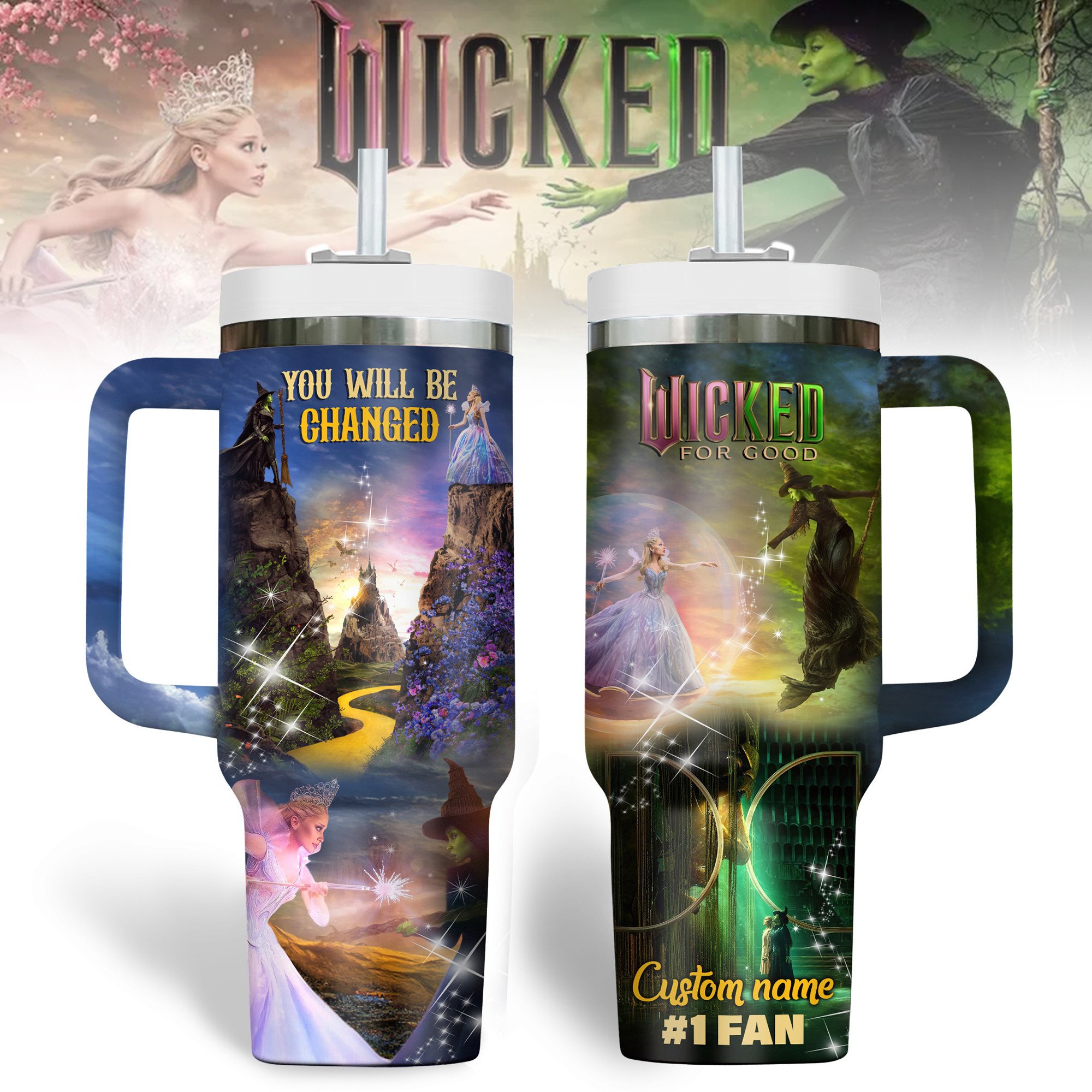Wicked Movies Custom Stanley Quencher 40oz Stainless Steel Tumbler With Handle