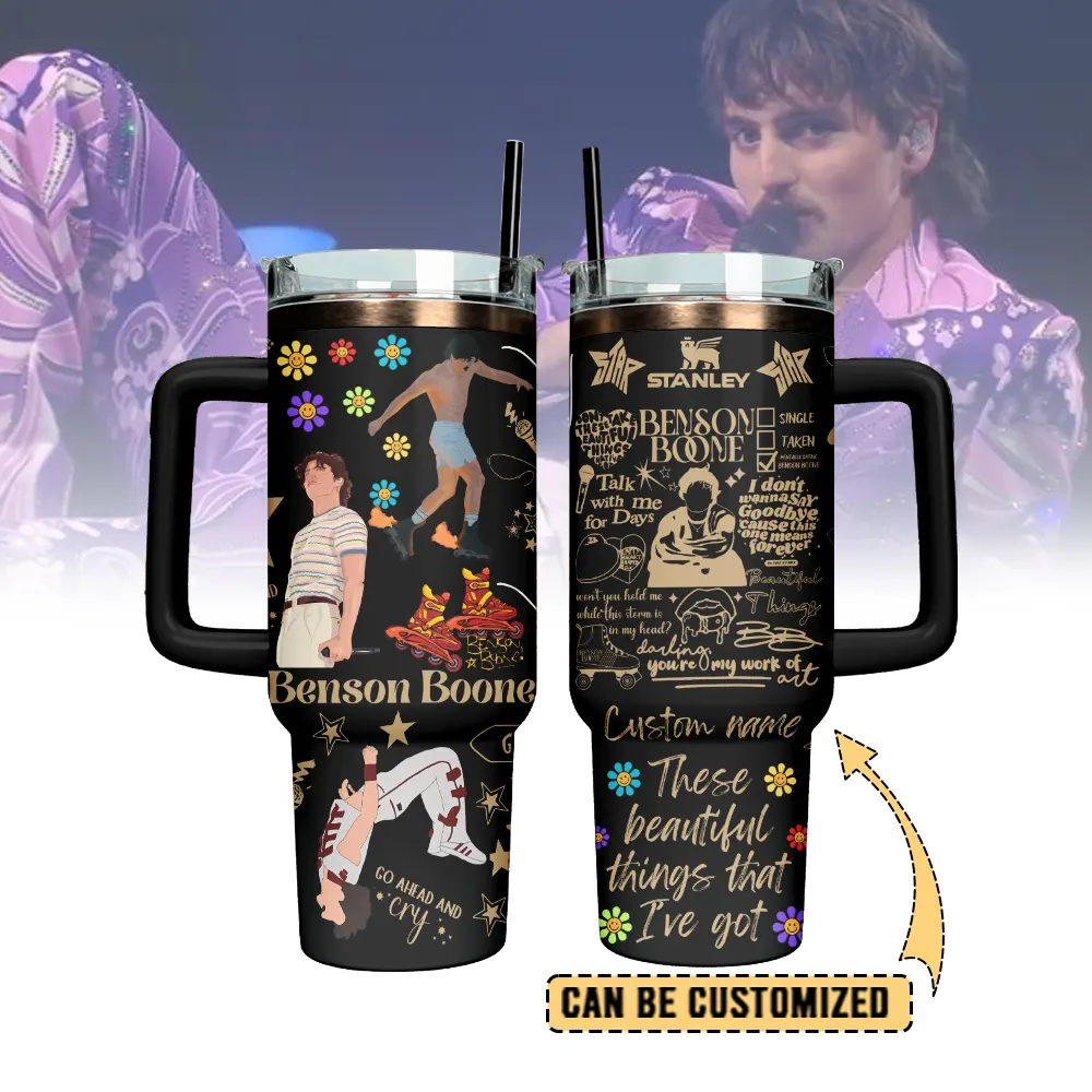 Benson Boone Music Custom Stanley Quencher 40oz Stainless Steel Tumbler With Handle