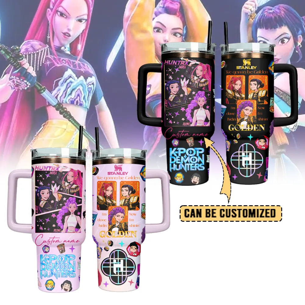 Huntrix x Kpop Demon Hunters Music Custom Stanley Quencher 40oz Stainless Steel Tumbler With Handle