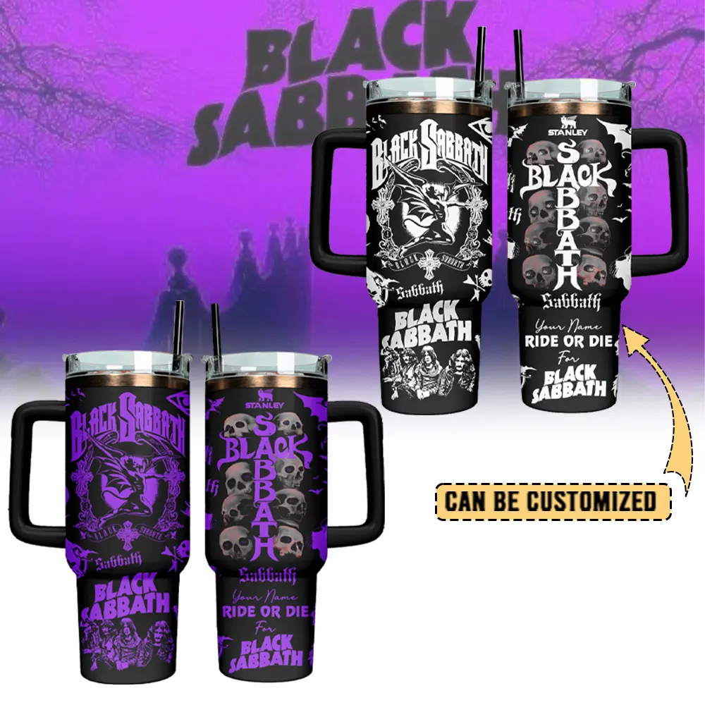 Ozzy Osbourne Music Custom Stanley Quencher 40oz Stainless Steel Tumbler With Handle