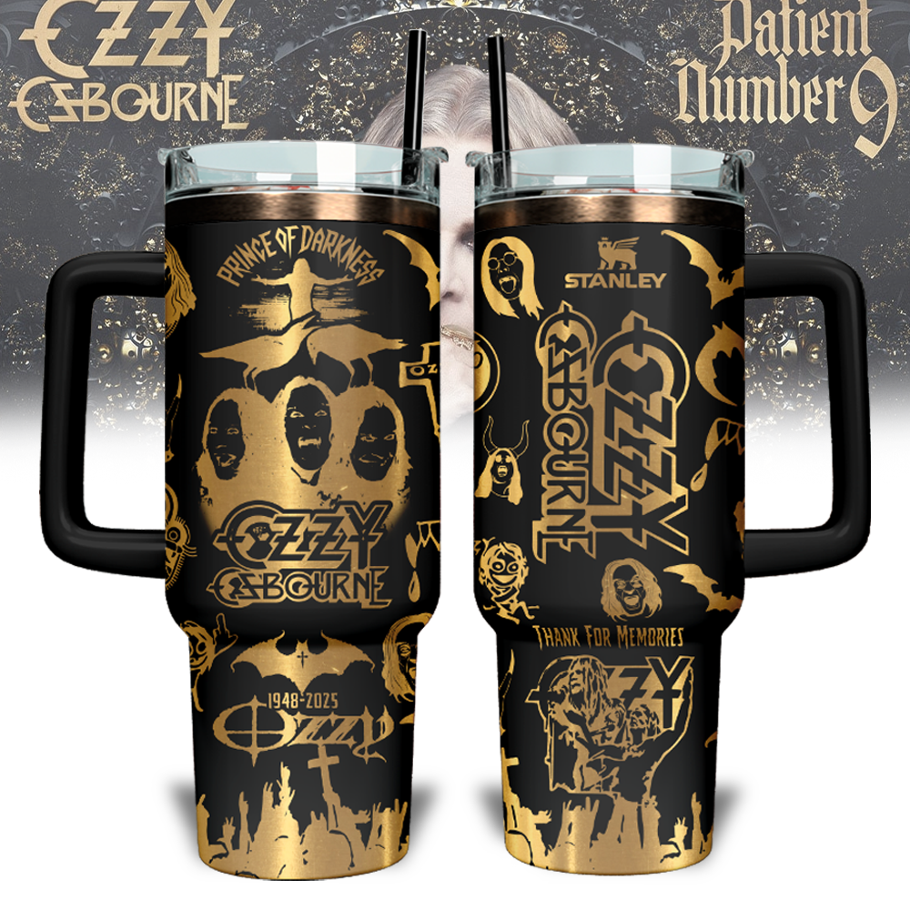 Ozzy Osbourne Music Custom Stanley Quencher 40oz Stainless Steel Tumbler With Handle