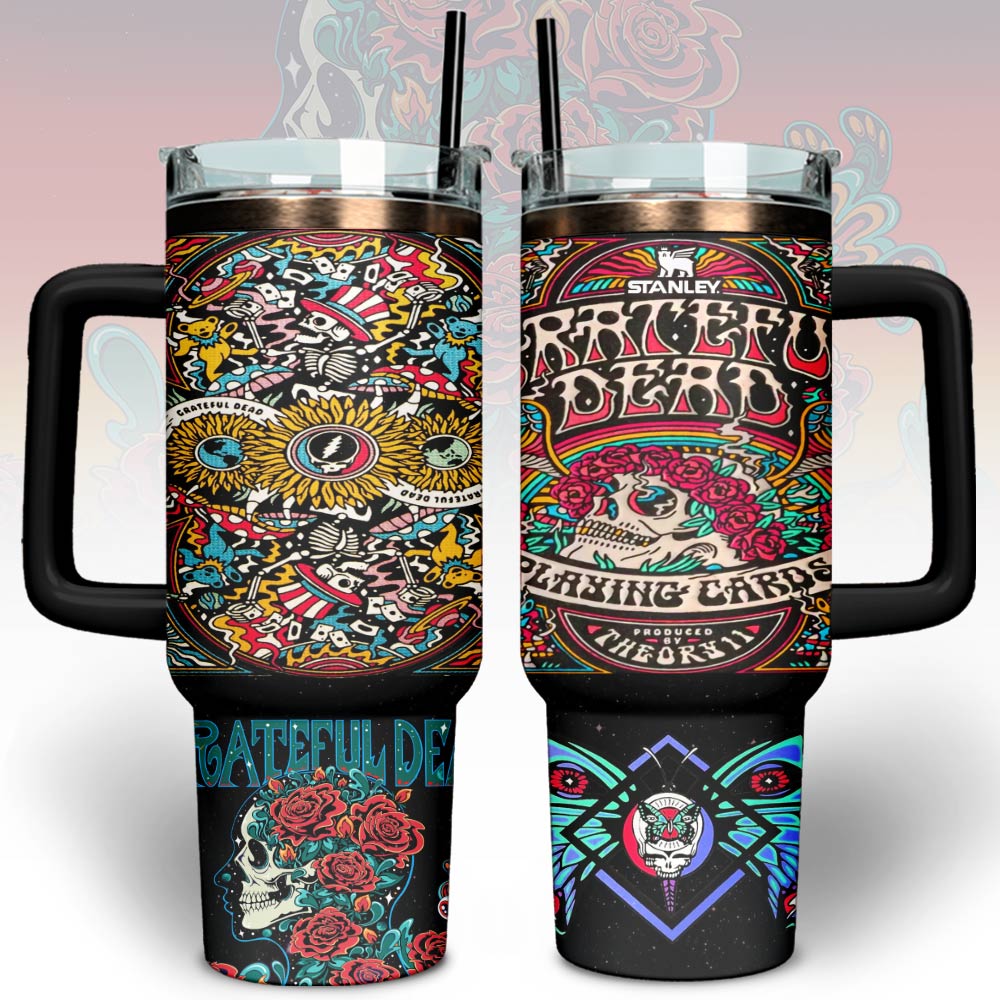 Grateful Dead Music Custom Stanley Quencher 40oz Stainless Steel Tumbler With Handle