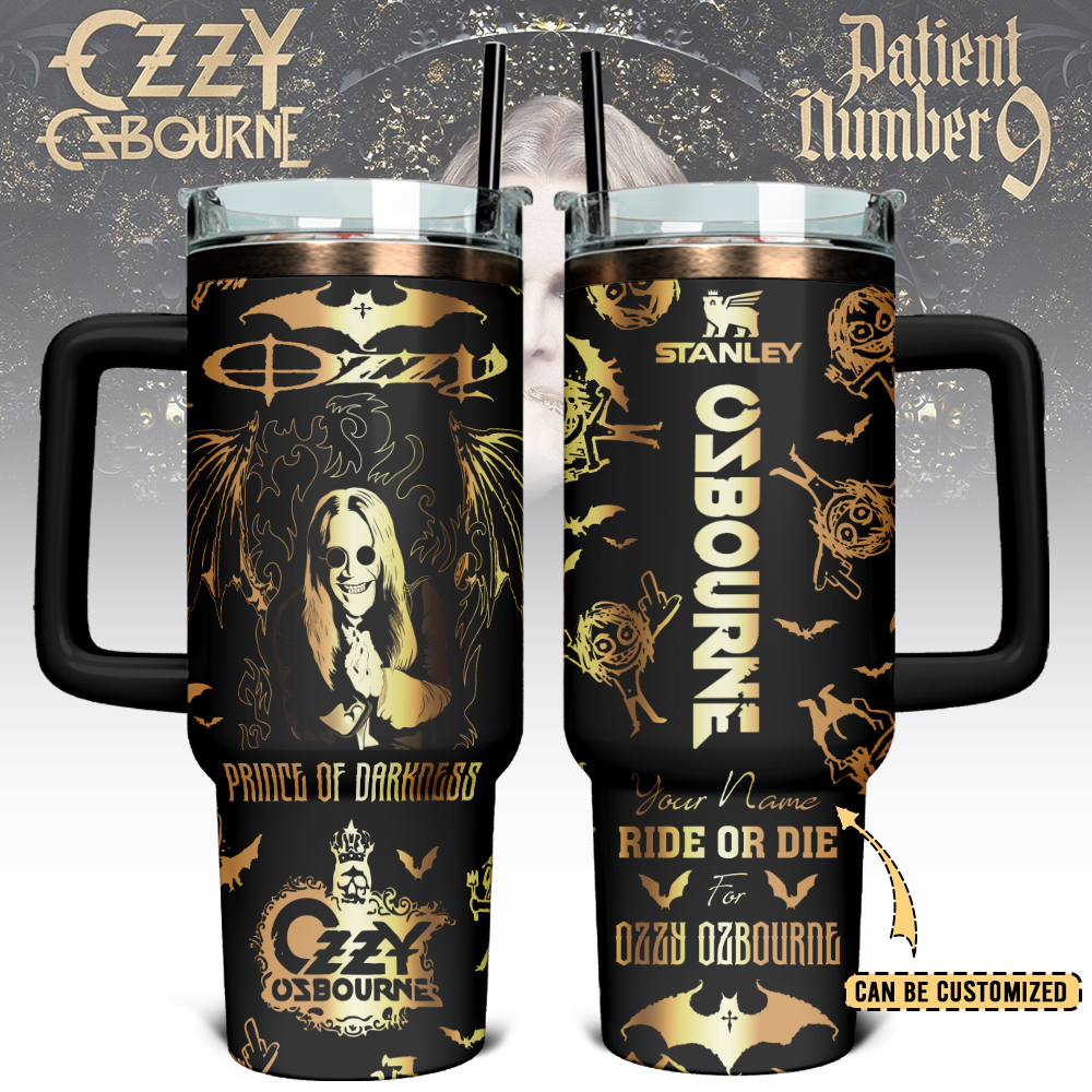 Ozzy Osbourne Music Custom Stanley Quencher 40oz Stainless Steel Tumbler With Handle